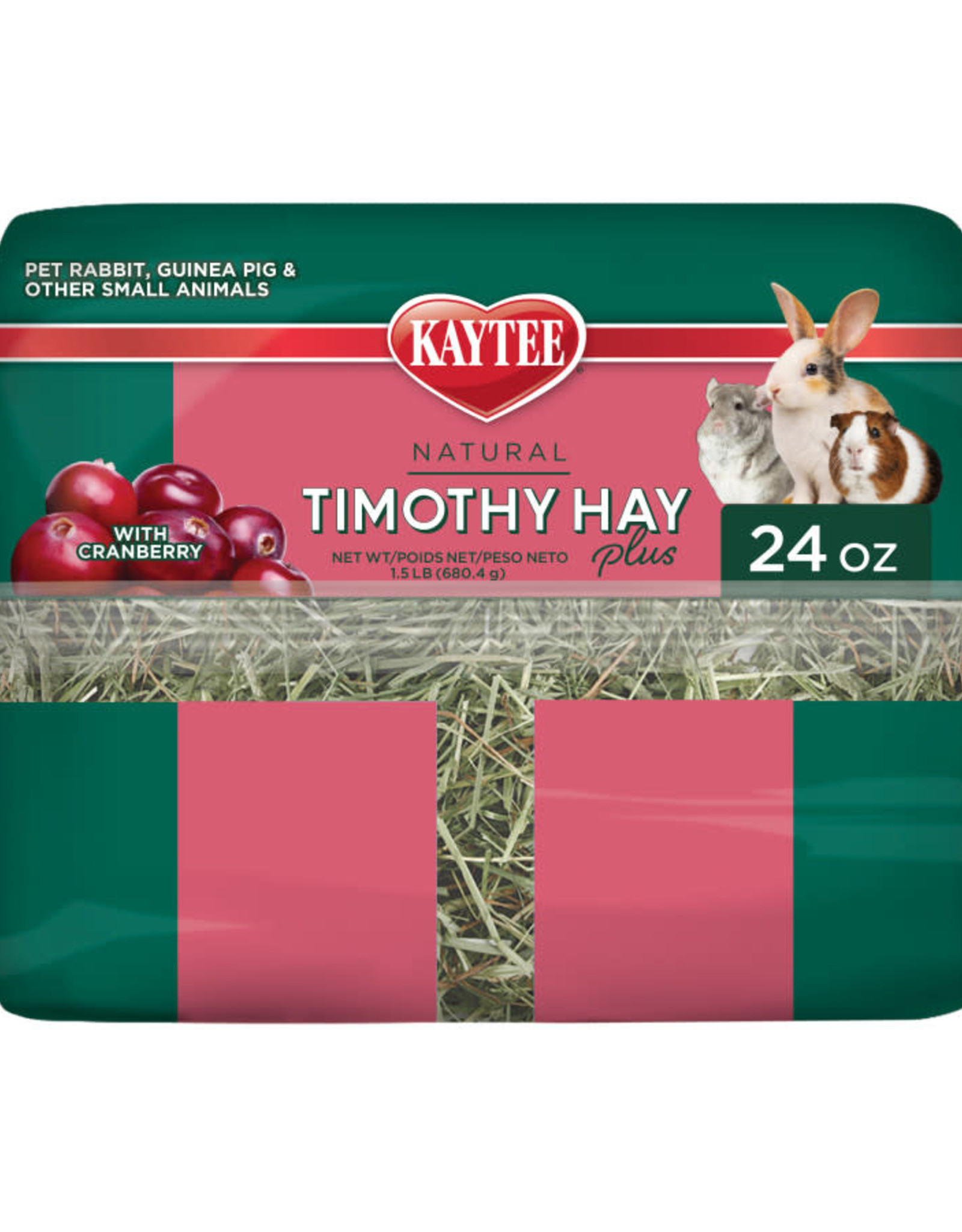 CENTRAL - KAYTEE PRODUCTS KAYTEE- NATURAL- 16X7X5- TIMOTHY HAY PLUS- CRANBERRY 24 OZ