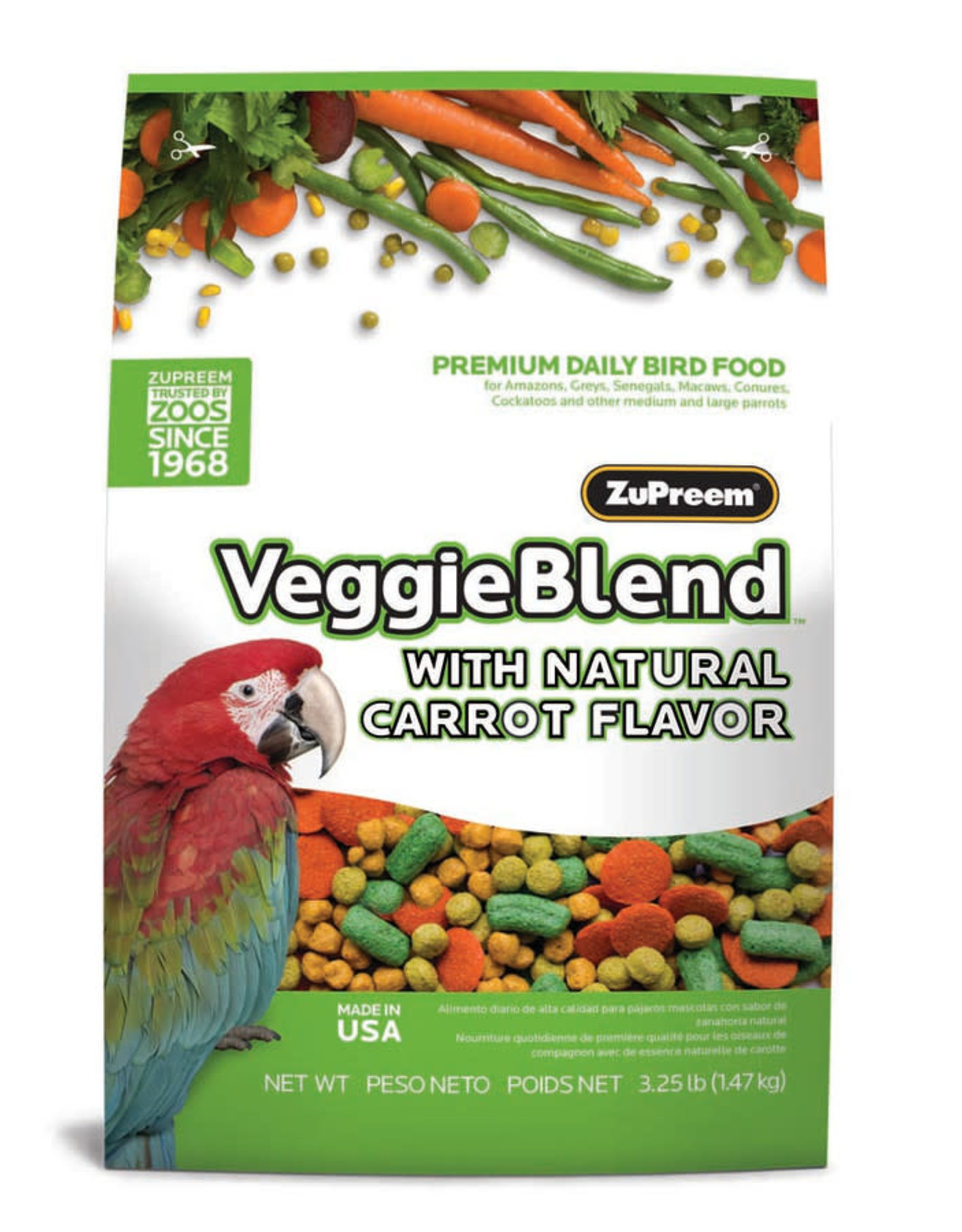 ZUPREEM ZUPREEM- VEGGIE BLEND- PELLETED DIET- 10X14X4- PARROT/CONURE- 3.25 LB