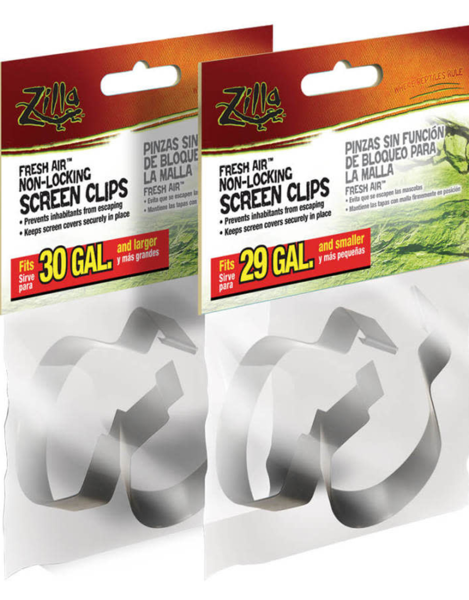 ZILLA PET PRODUCTS ZILLA-  SCREEN CLIPS- NON-LOCKING- 4X1- 30 GALLON AND LARGER- 2 PK