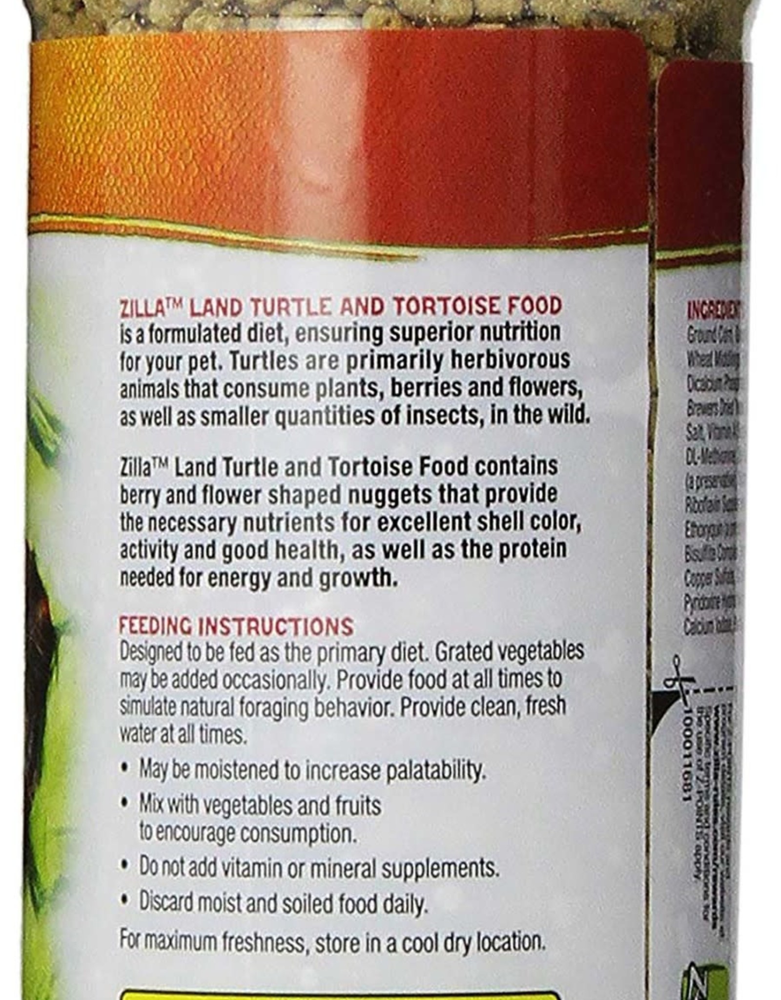 ZILLA PET PRODUCTS ZILLA- FORTIFIED- PELLETED DIET- LAND TURTLE AND TORTOISE- 3X3X6- 6.5 OZ