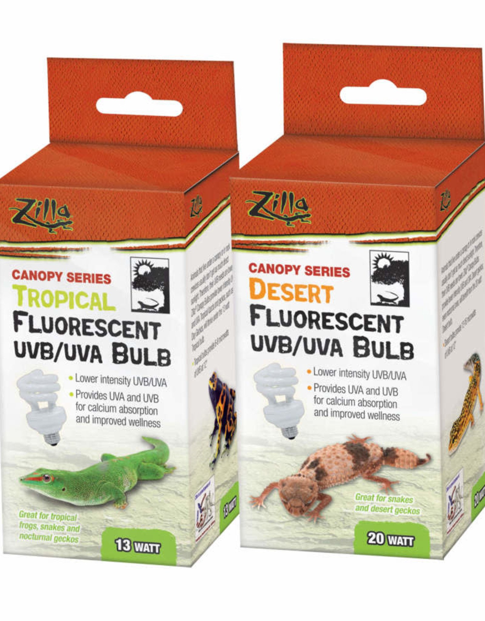 ZILLA PET PRODUCTS ZILLA- CANOPY SERIES- FLORESCENT UVB/UVA BULB- 3X3X5- 20W- DESERT