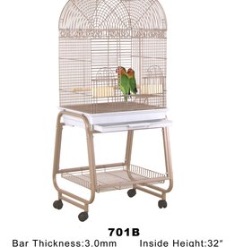 HQ HQ- 701WH- BIRD CAGE- POWDER COATED- OPEN DOME TOP- WITH STAND- 22X17X59- WHITE/PLATINUM