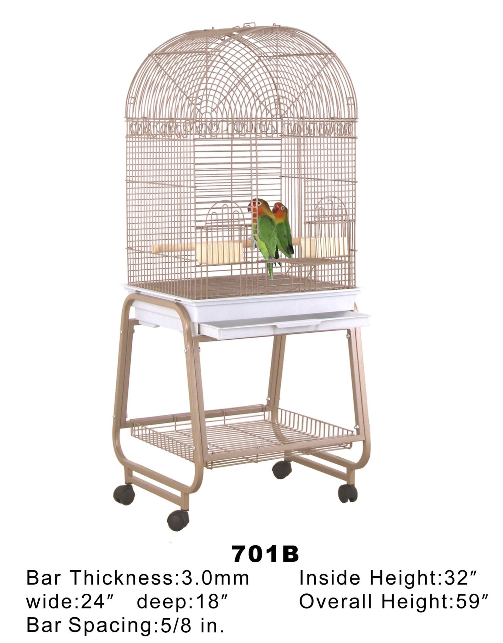HQ HQ- 701BK- BIRD CAGE- POWDER COATED- OPEN DOME TOP- WITH STAND- 22X17X59- BLACK