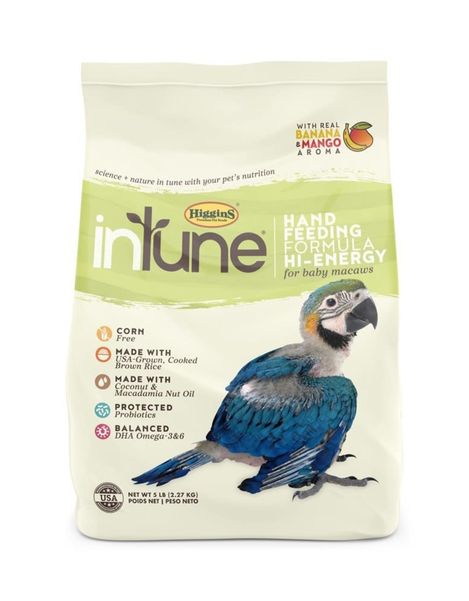 HIGGINS PREMIUM PET FOODS HIGGINS- INTUNE- NATURAL-16X12X6- HAND FEEDING FORMULA- HIGH ENERGY -5 LB