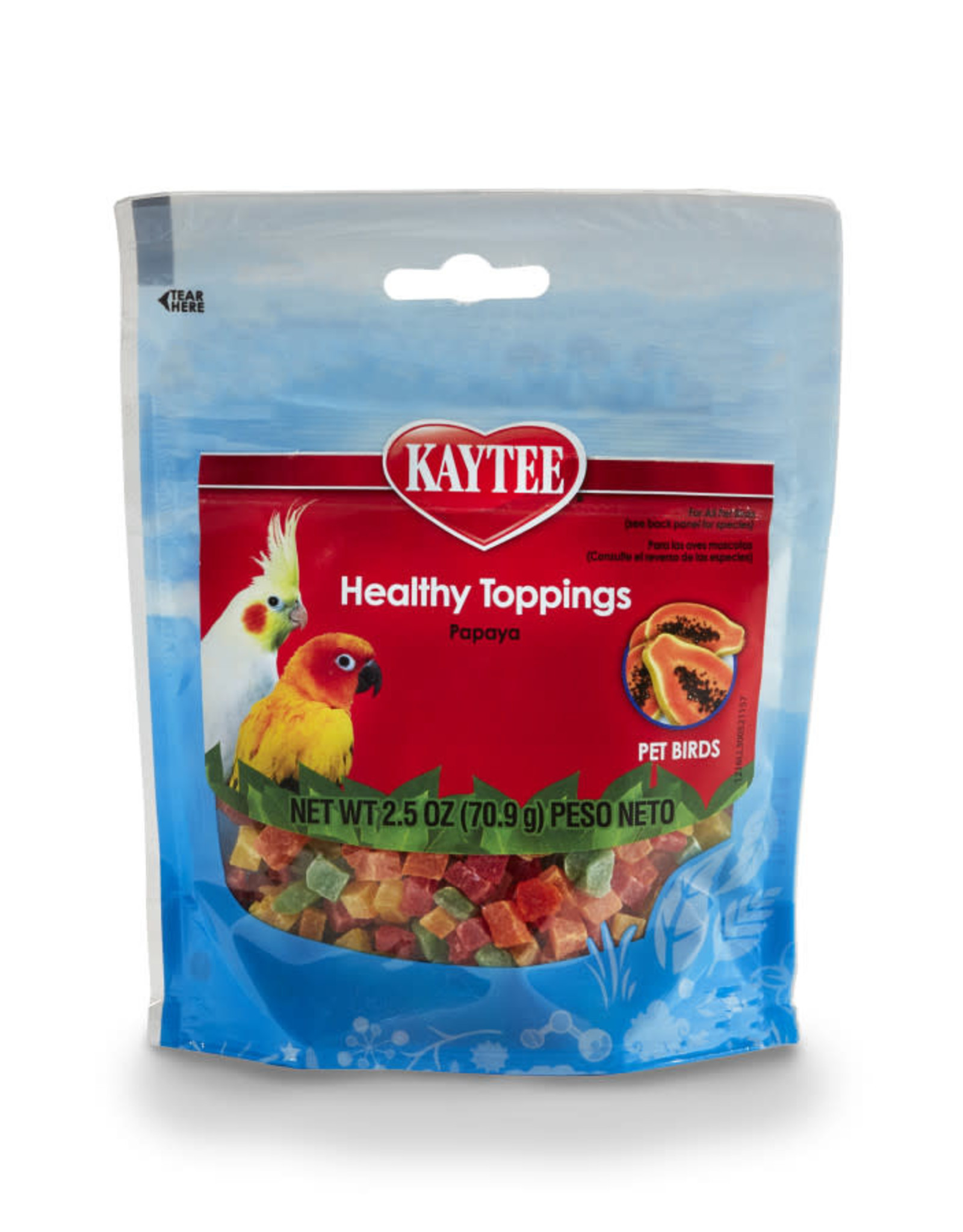 CENTRAL - KAYTEE PRODUCTS KAYTEE- TREAT- BAG- 7X5X2- HEALTHY TOPPINGS- PAPAYA 2.5 OZ