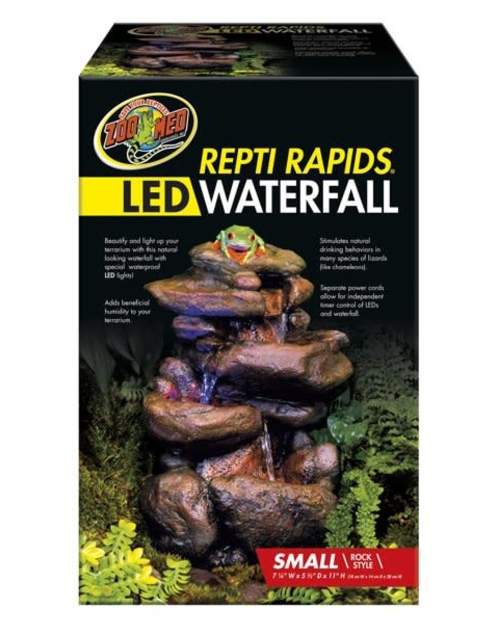 ZOO MED LABORATORIES, INC. ZOO MED- RR-21- REPTI RAPIDS- WATERFALL- LED- 11X5.5X7.25- ROCK STYLE-  SMALL