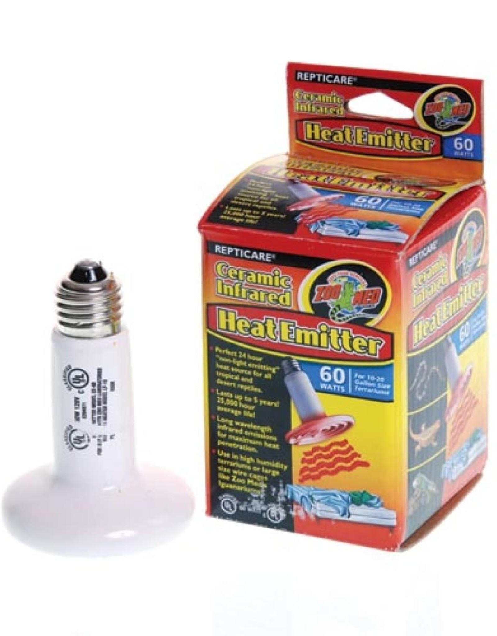 ZOO MED LABORATORIES, INC. ZOO MED- CE-60- REPTICARE- CERAMIC INFRARED HEAT EMITTER- 4X4X5- 60W