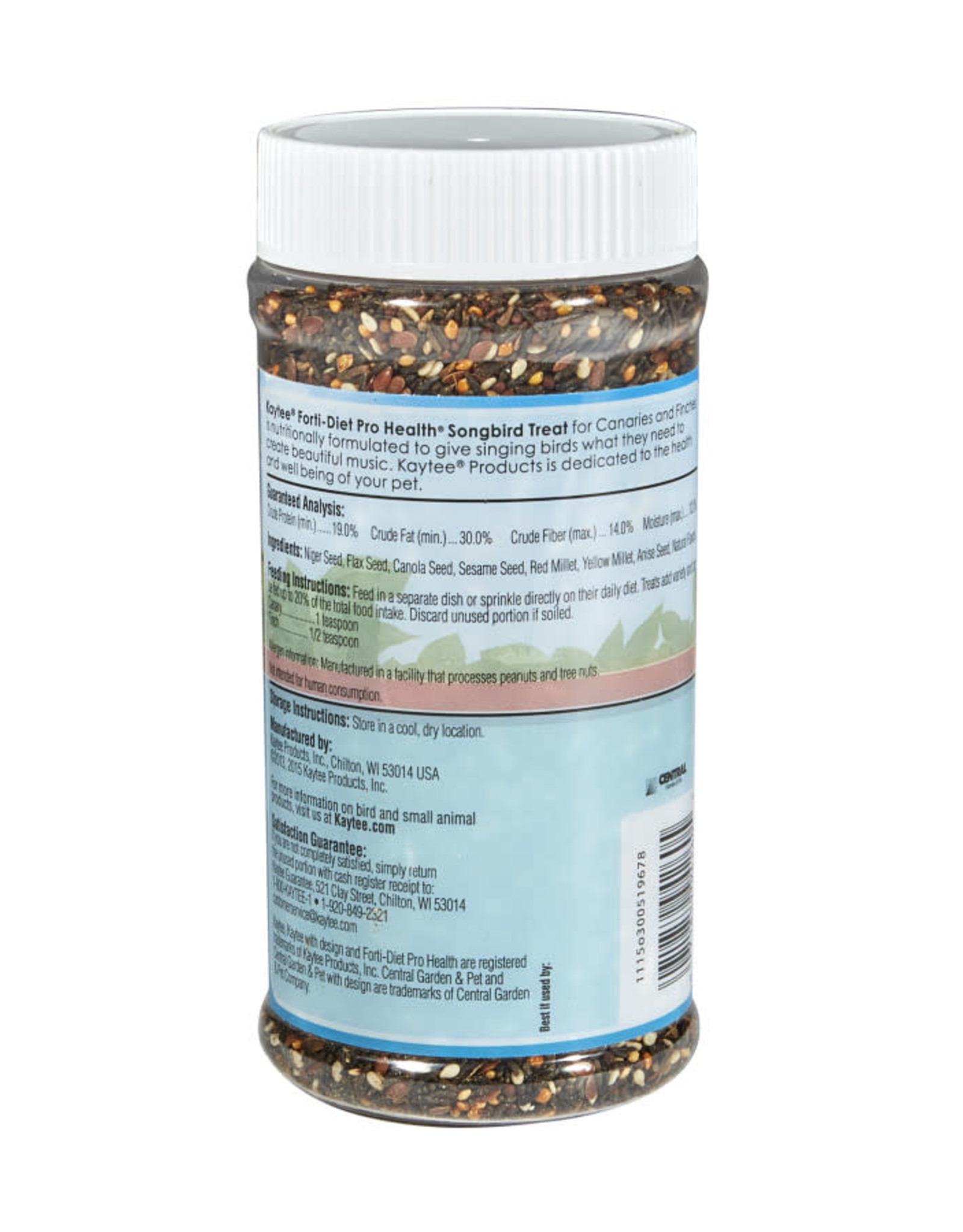 CENTRAL - KAYTEE PRODUCTS KAYTEE- TREAT JAR- 3X3X8- SONG BIRD- CANARY/FINCH 9 OZ