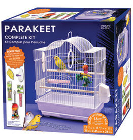 PENN-PLAX BIRD LIFE- BCK1CB- BIRD- STARTER CAGE KIT- PARAKEET- 18X14X11- WHITE