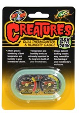 ZOO MED LABORATORIES, INC. ZOO MED- CT-11G- CREATURES- DUAL THERMOMETER AND HUMIDITY  GAUGE- GLOW IN THE DARK- 1.5X3X.25