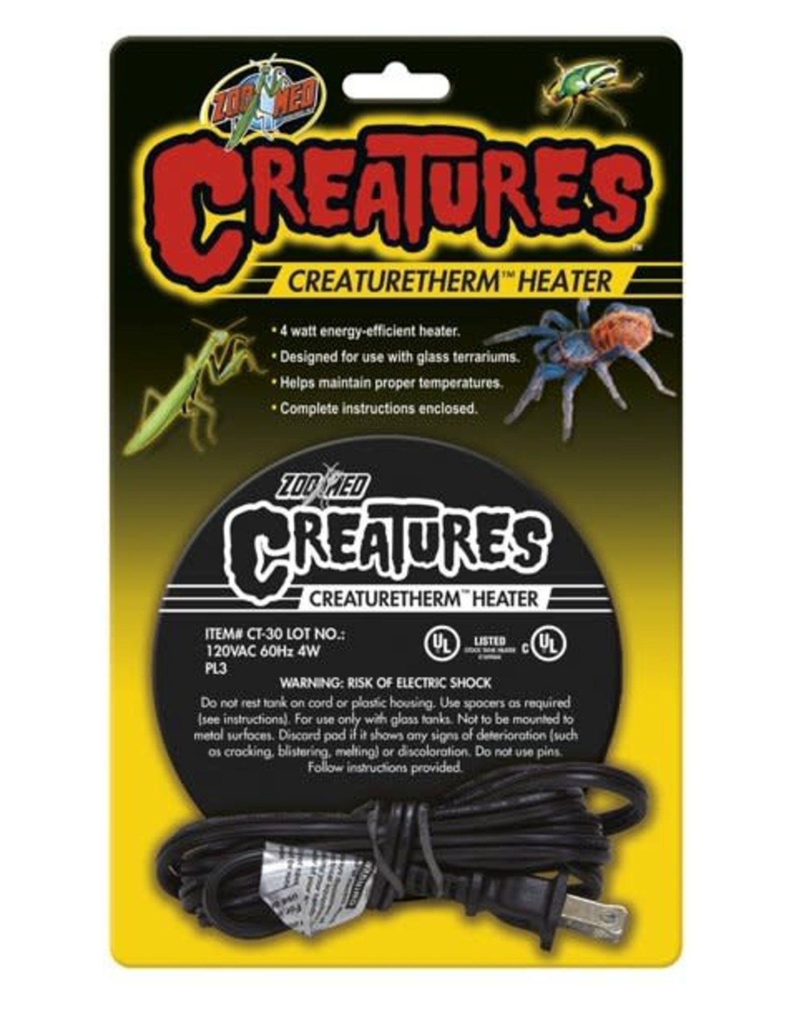 ZOO MED LABORATORIES, INC. ZOO MED- CT-30- CREATURES- THERM HEATER- 6.5X6.5- 4 W