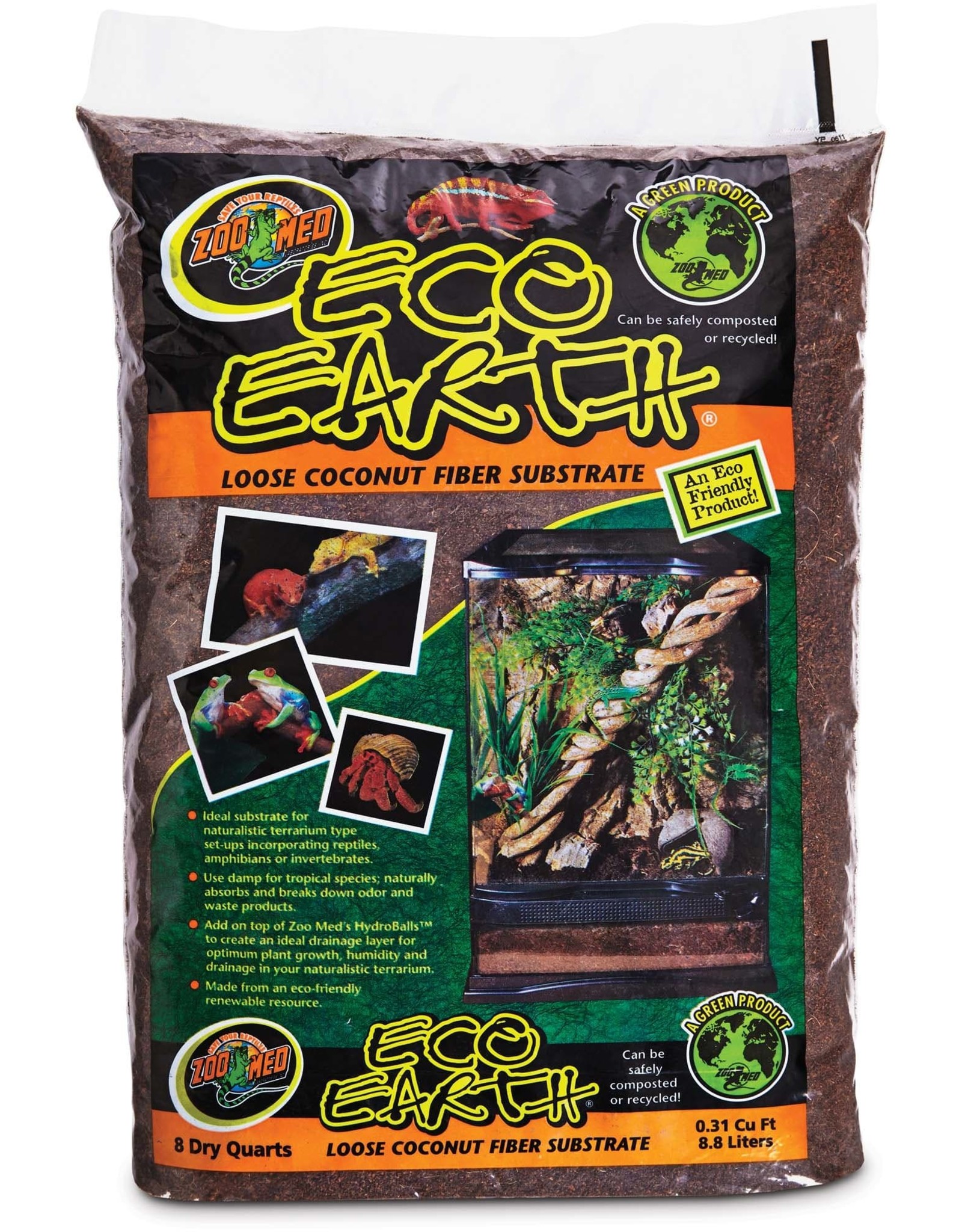 ZOO MED LABORATORIES, INC. ZOO MED- EE-8- ECO EARTH- COCONUT FIBER- SUBSTRATE- 18X9.5X5- 8 QT