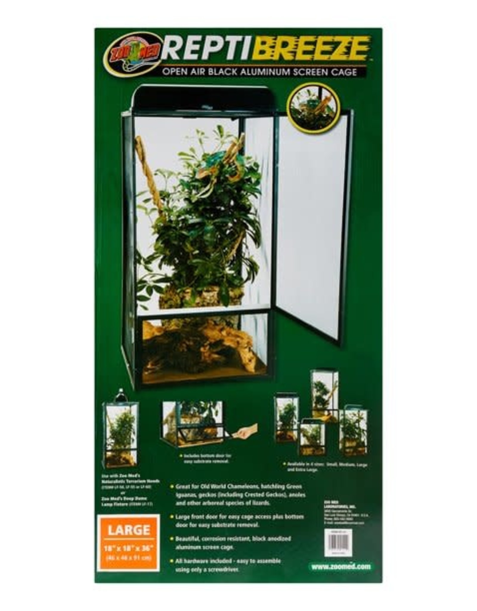 ZOO MED LABORATORIES, INC. ZOO MED- NT-12 REPTIBREEZE SCREEN CAGE- LARGE- 16X16X30