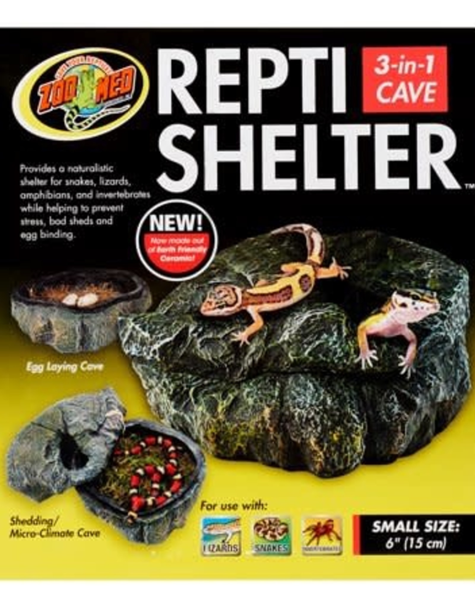 ZOO MED LABORATORIES, INC. ZOO MED- RC-30- REPTI SHELTER- HIDE- 3 IN 1 CAVE- 6.75X6X5-  SMALL