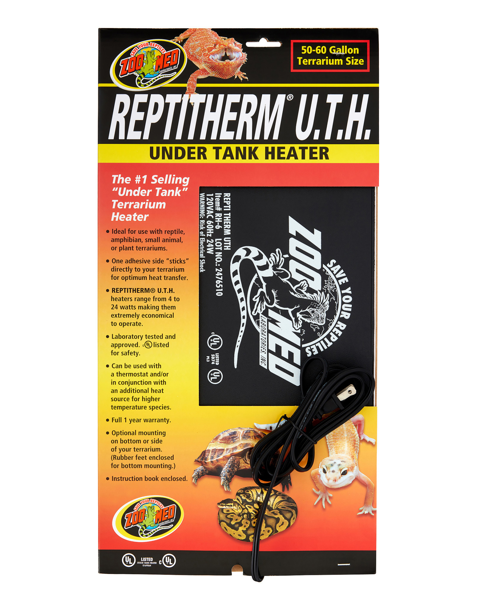 ZOO MED LABORATORIES, INC. ZOO MED- RH-6- REPTI THERM- UNDER TANK HEATER- 18X8- LARGE- 50-60 GAL