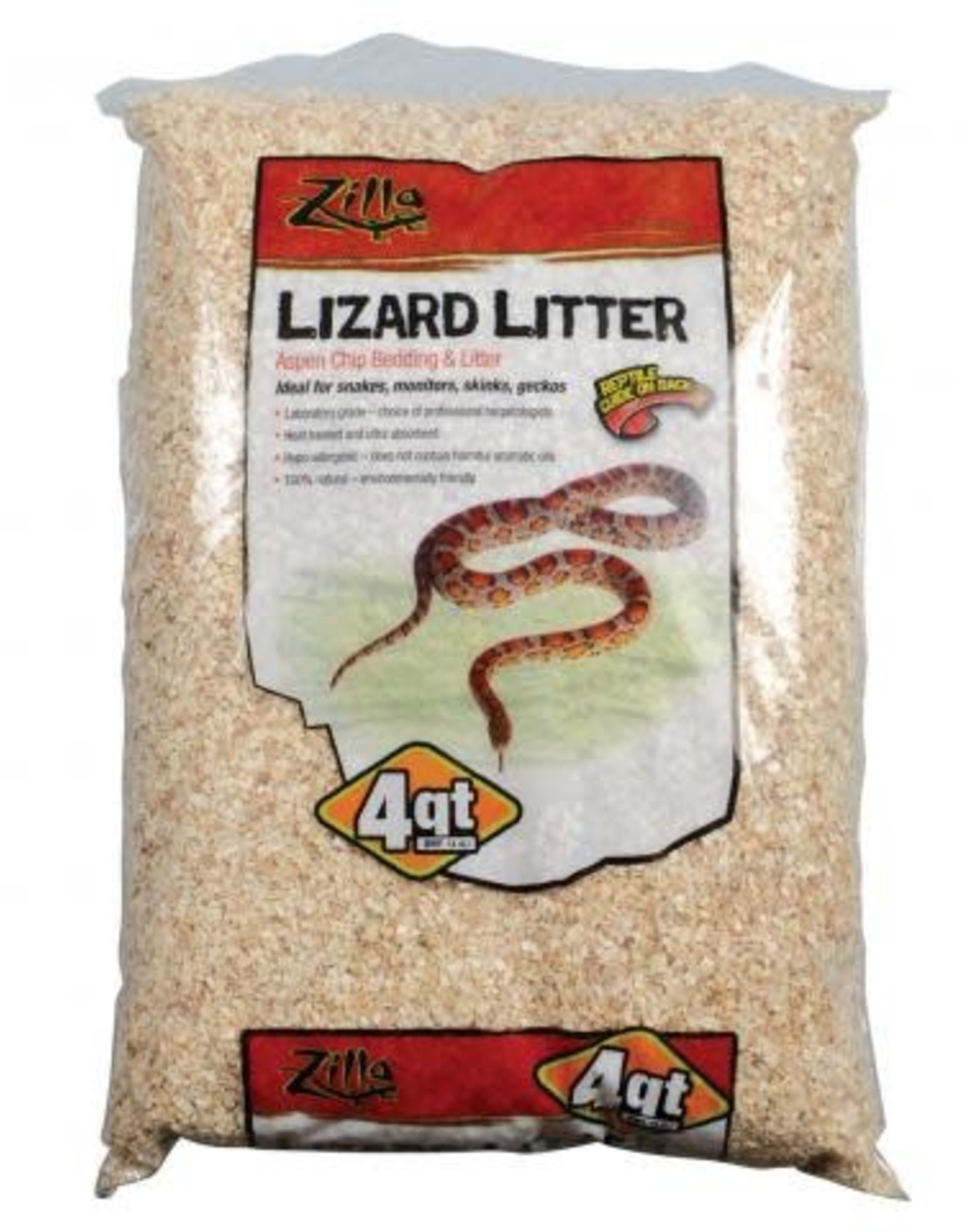 ZILLA PET PRODUCTS ZILLA- ASPEN- BEDDING- SNAKE LITTER- 15.5X9.5X3-  4 QT