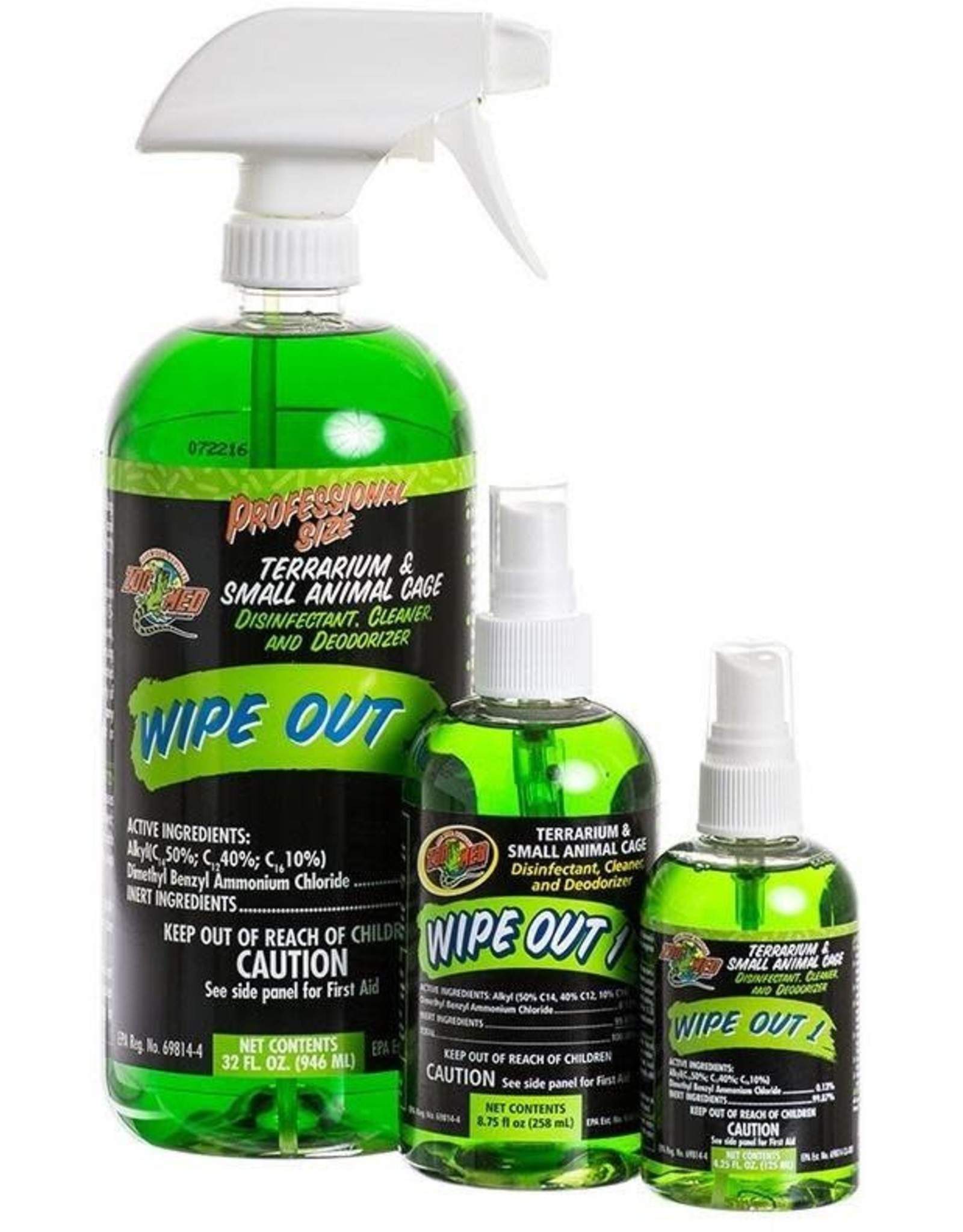 ZOO MED LABORATORIES, INC. ZOO MED- WO-132- WIPE OUT- TERRARIUM CLEANER/DISINFECTANT- 3.5X3.5X10- 32 OZ