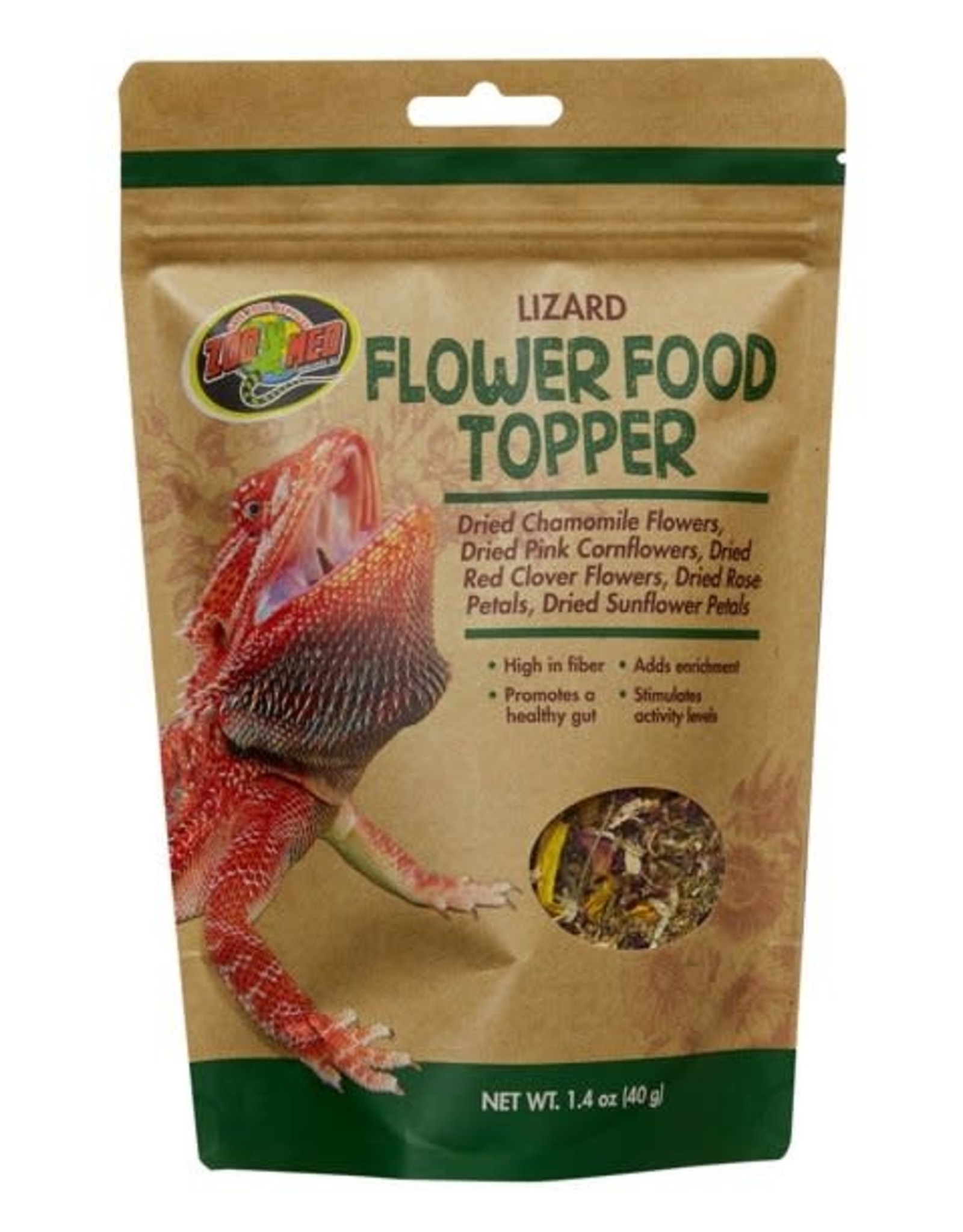 ZOO MED LABORATORIES, INC. ZOO MED- ZM-143-  FLOWER FOOD TOPPER- LIZARD- 4X6X1- .21 OZ