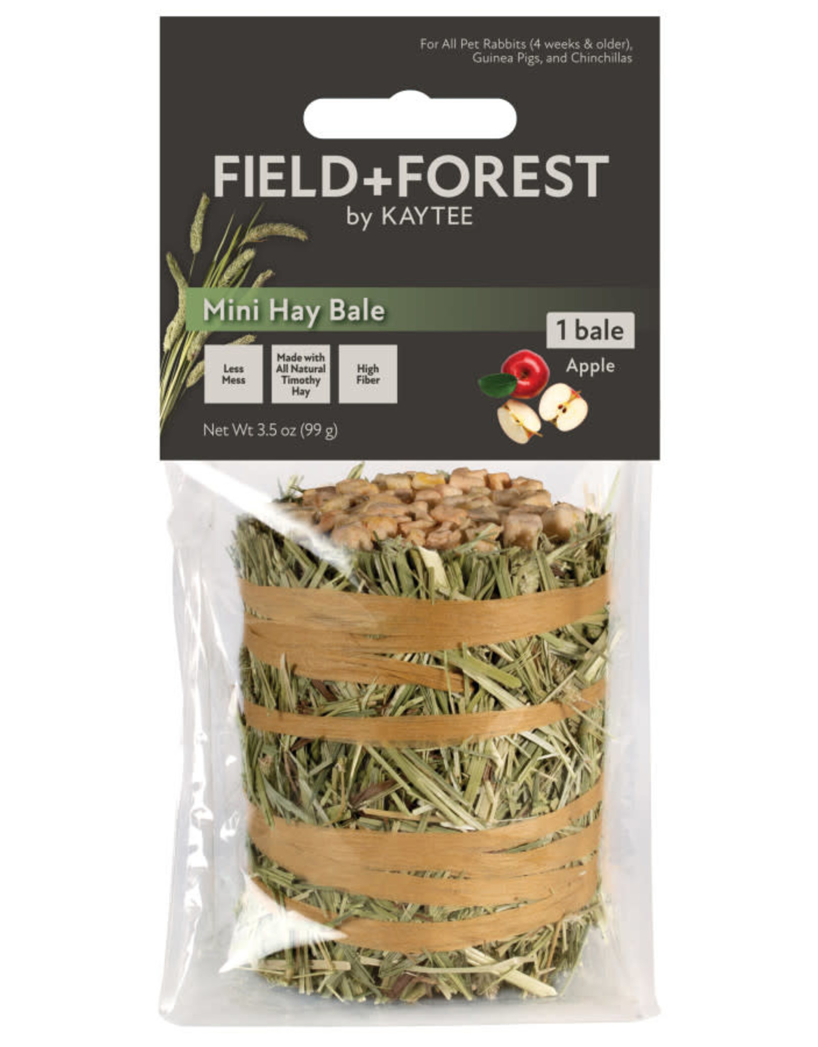 CENTRAL - KAYTEE PRODUCTS KAYTEE- FIELD+ FOREST- MINI HAY BALES- 8X4X4- APPLE- 3.5 OZ