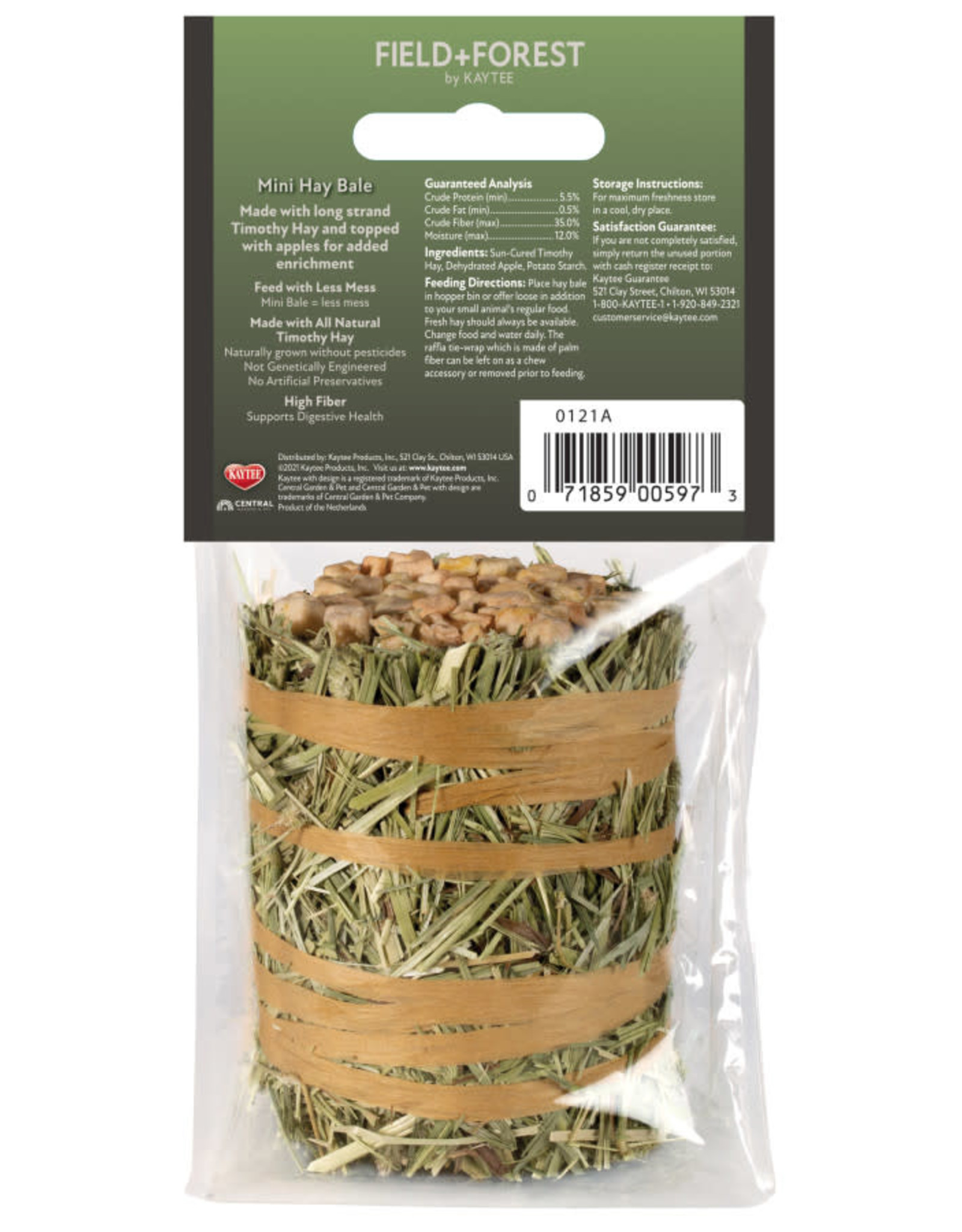 CENTRAL - KAYTEE PRODUCTS KAYTEE- FIELD+ FOREST- MINI HAY BALES- 8X4X4- APPLE- 3.5 OZ