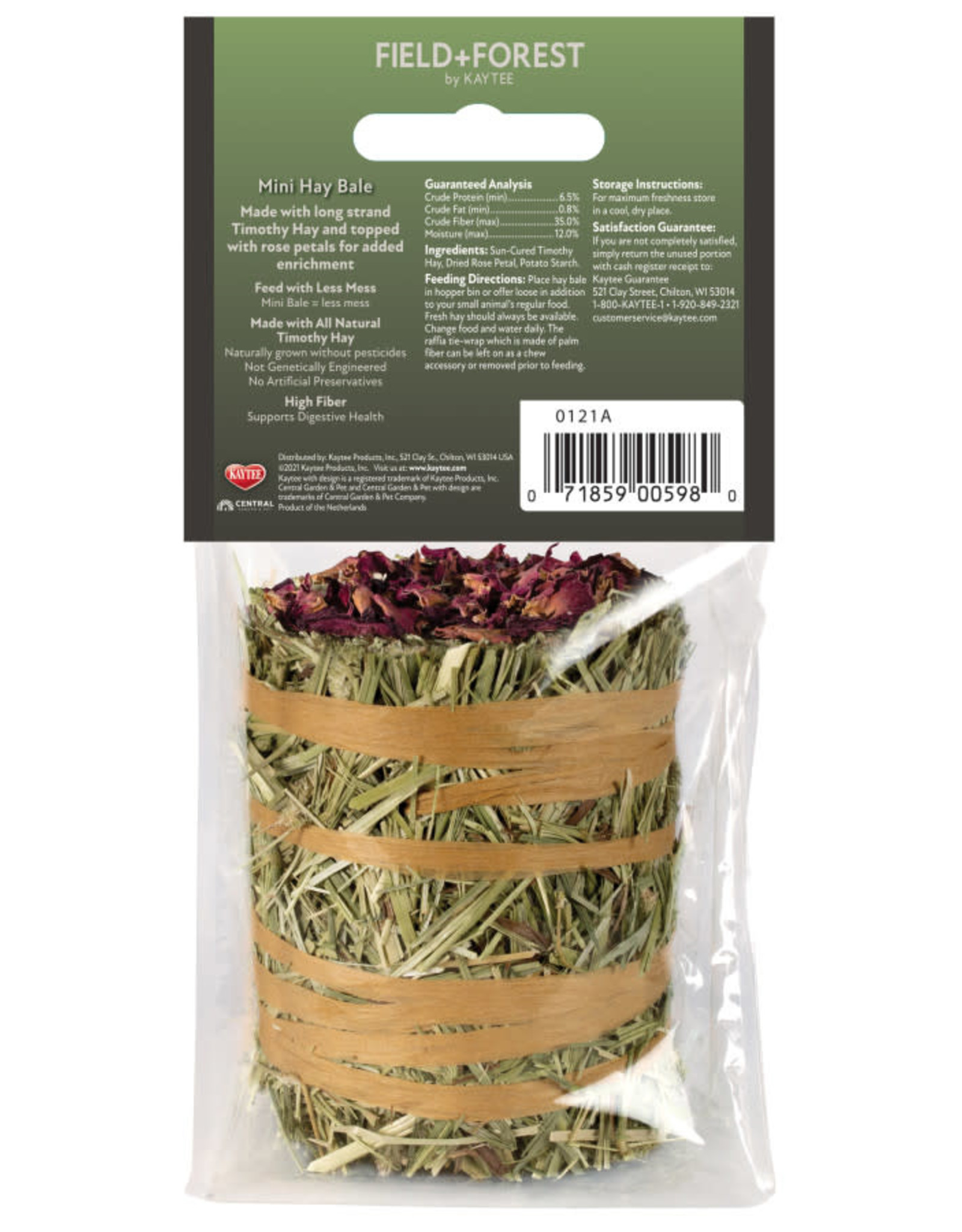 CENTRAL - KAYTEE PRODUCTS KAYTEE- FIELD+ FOREST- MINI HAY BALES- ROSE- 8X4X4- - 3.5 OZ