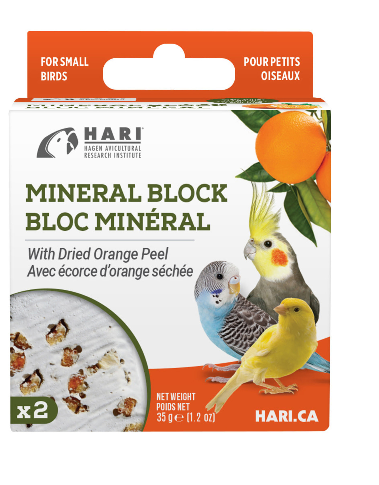 HARI HARI- MINERAL BLOCK- 82193- BIRDS- ORANGE- 35 G - 2 PACK