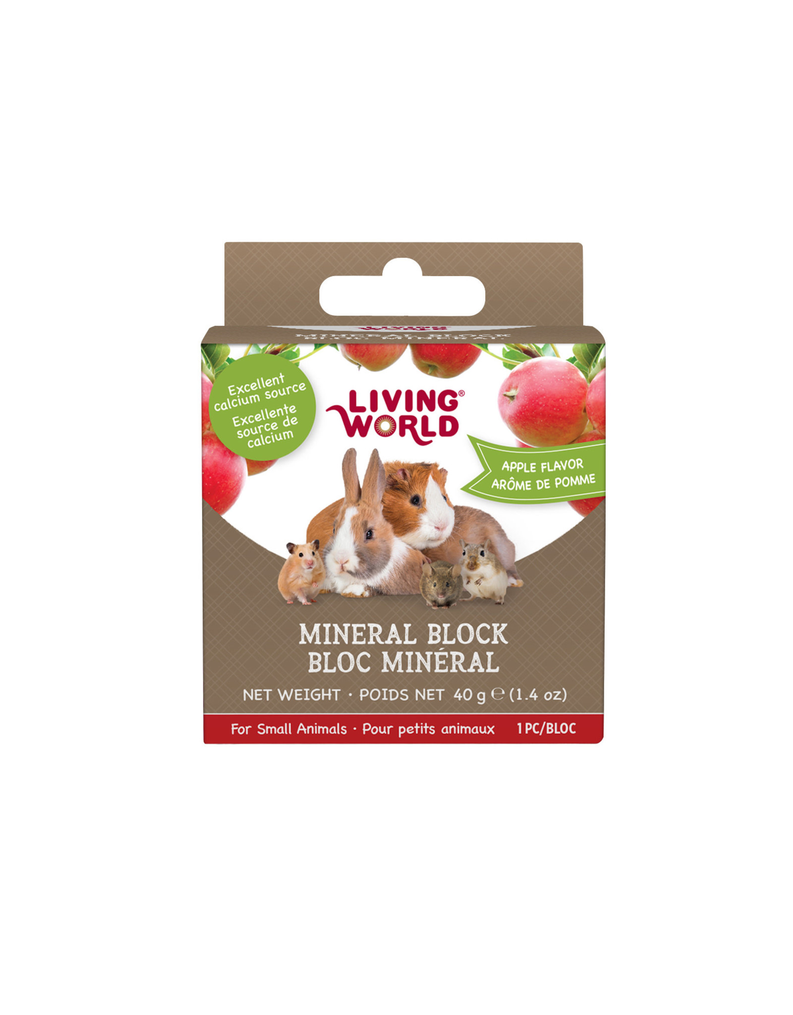 LIVING WORLD LIVING WORLD- MINERAL BLOCK- 60495- SMALL ANIMAL- APPLE- SMALL- 40 G (1.4 OZ)