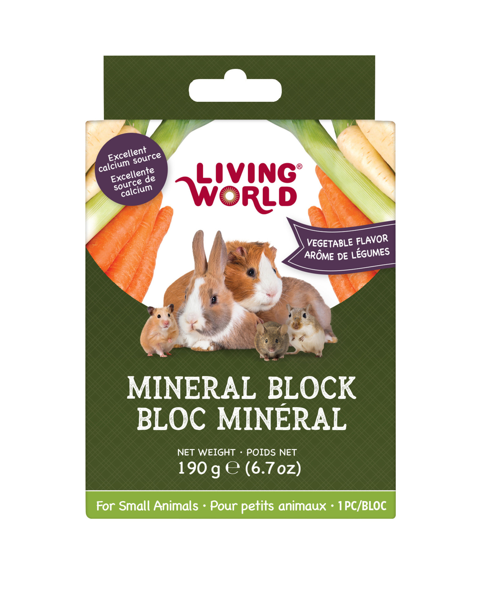 LIVING WORLD LIVING WORLD- MINERAL BLOCK- 60499- SMALL ANIMAL- VEGETABLE- LARGE- 190 G (6.7 OZ)