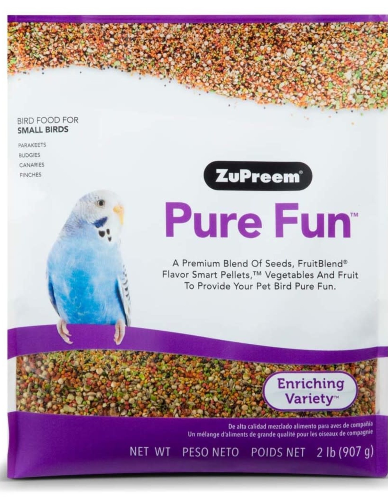 ZUPREEM ZUPREEM- PURE FUN- PELLETED DIET- 8X6X3- 2 LB- SMALL BIRD