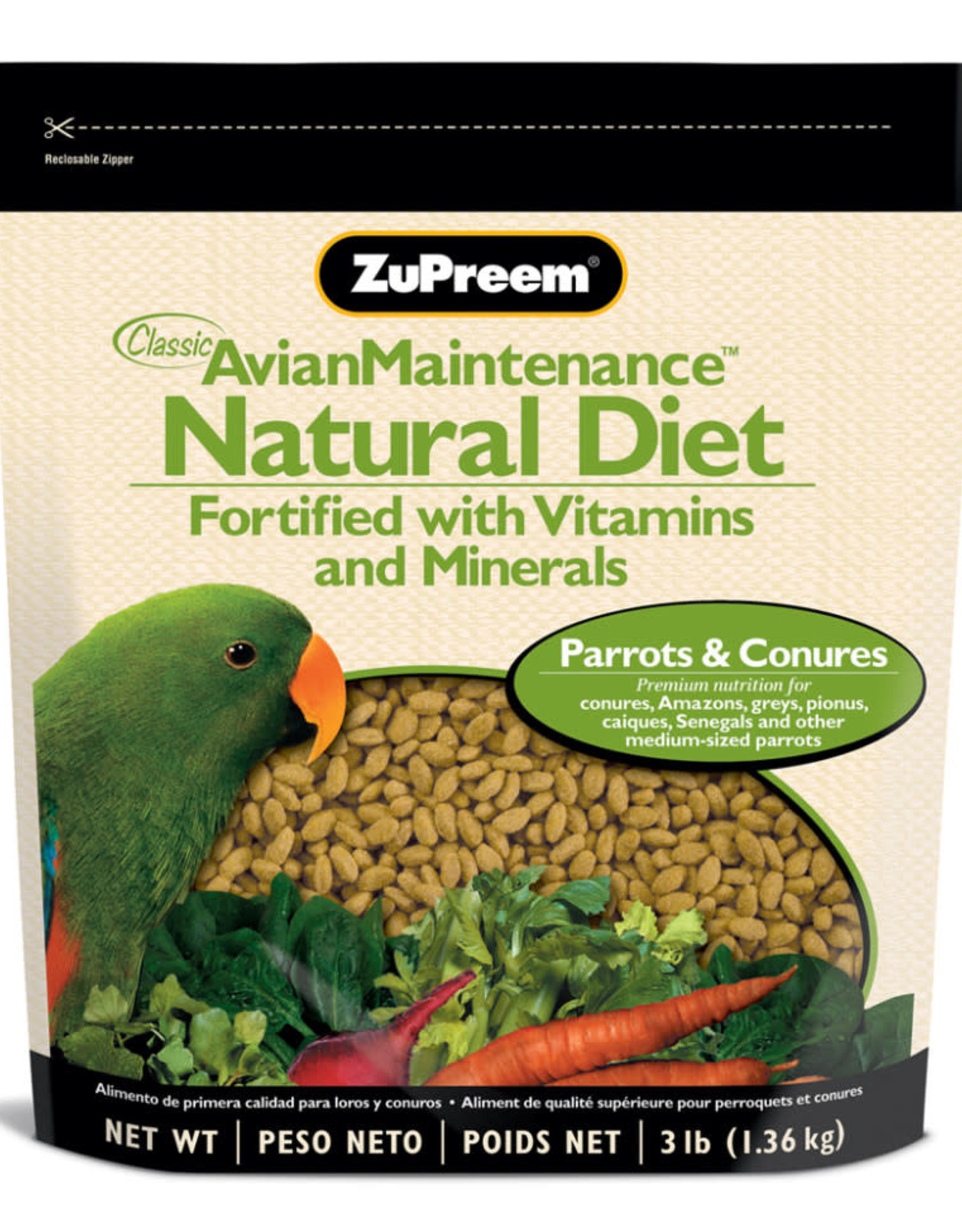 ZUPREEM BIN #157- ZUPREEM- NATURAL- PELLETED DIET- 6X6X6- PARROT/CONURE- PER LB