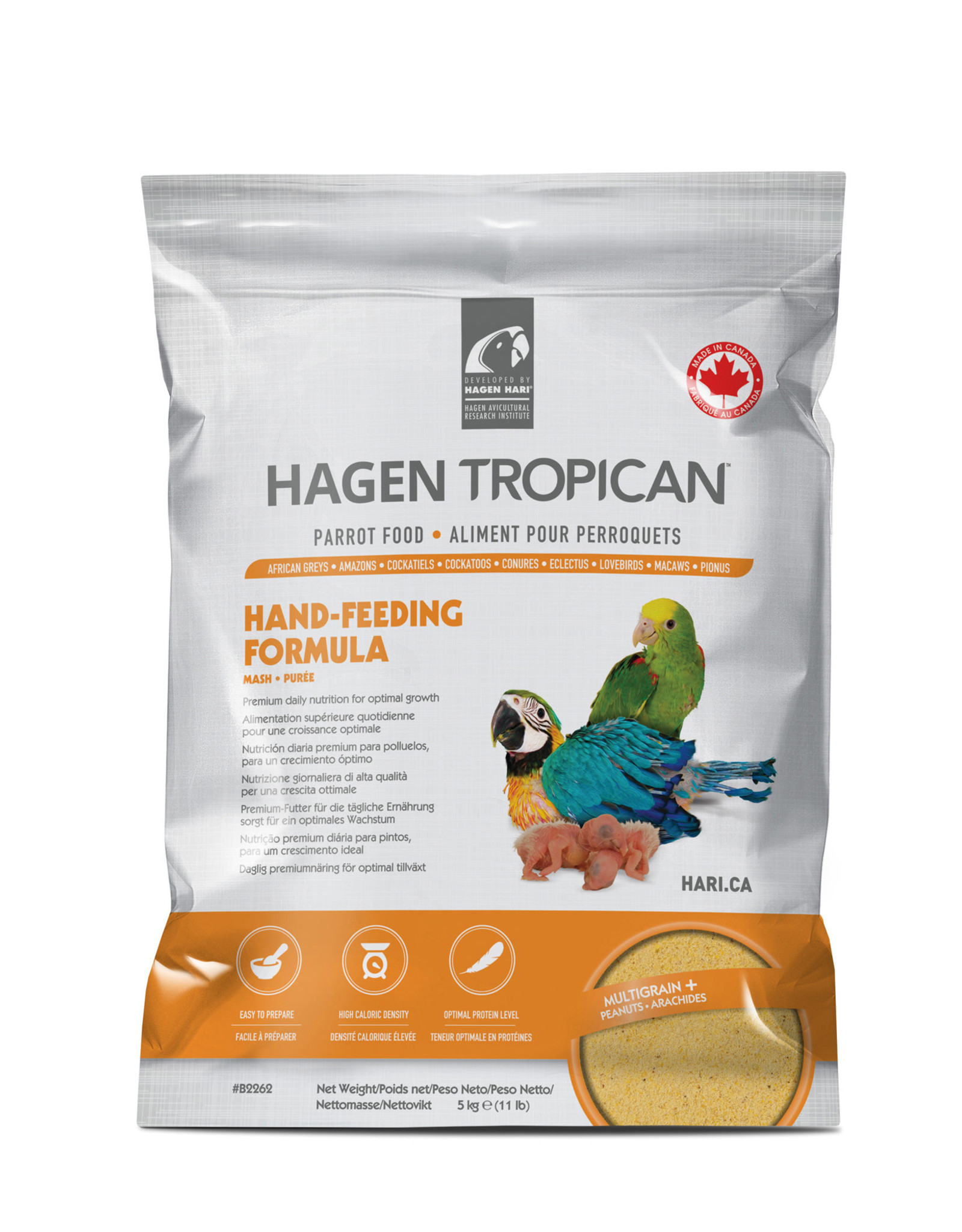 HARI HARI- B2262- TROPICAN- HAND FEEDING FORMULA-16X2X20- FOR BABY BIRDS- 11 LB