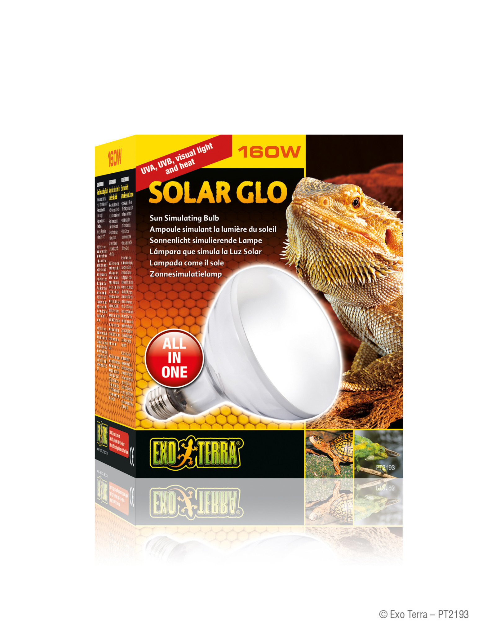 EXO TERRA PT2193- SOLAR-GLO- SELF-BALLASTED- MERCURY VAPOR- UVB/UVA BULB + HEAT- 160W