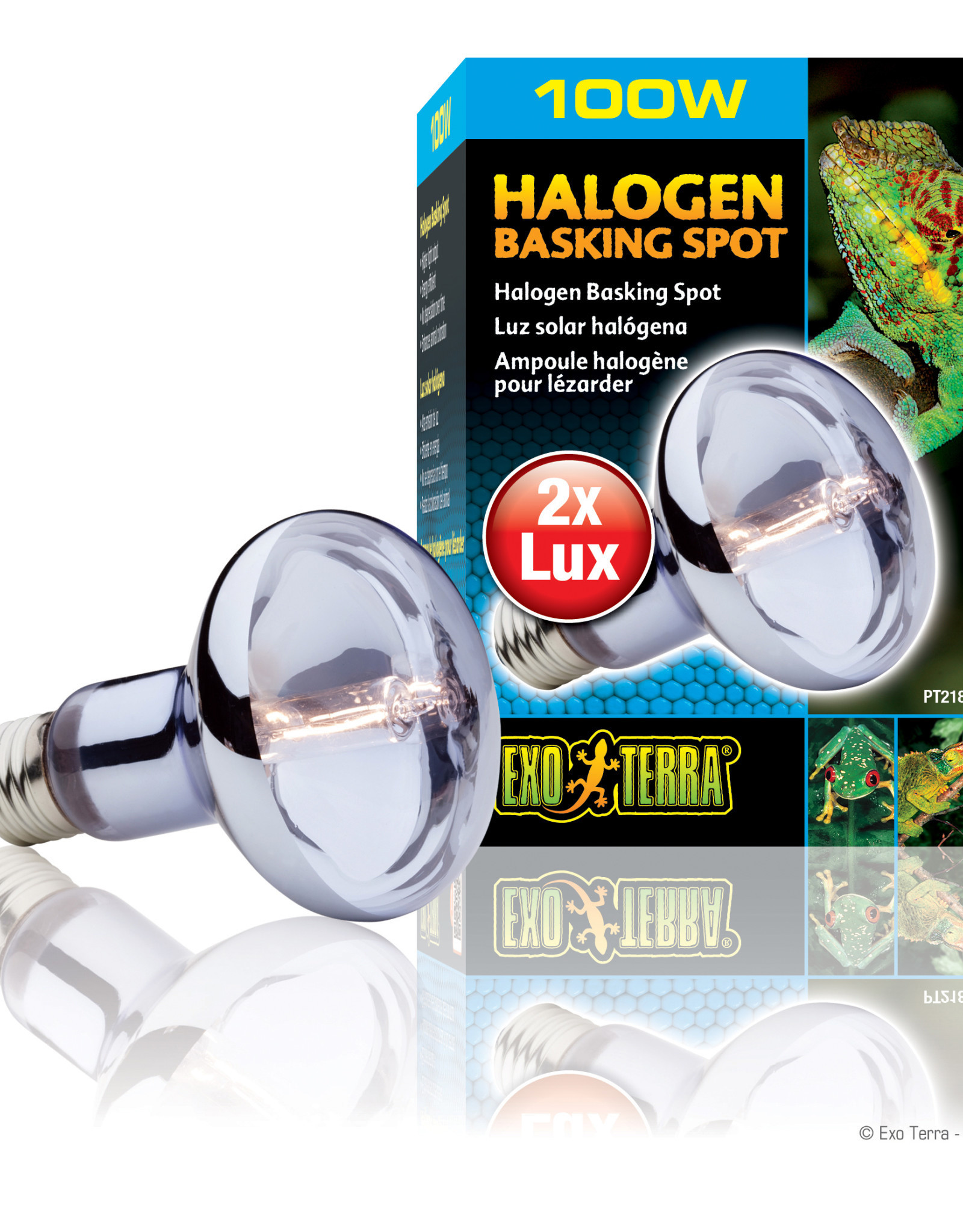 EXO TERRA PT2183- HALOGEN- BASKING SPOT- BROAD-SPECTRUM DAYLIGHT- 4X4X6- 100W