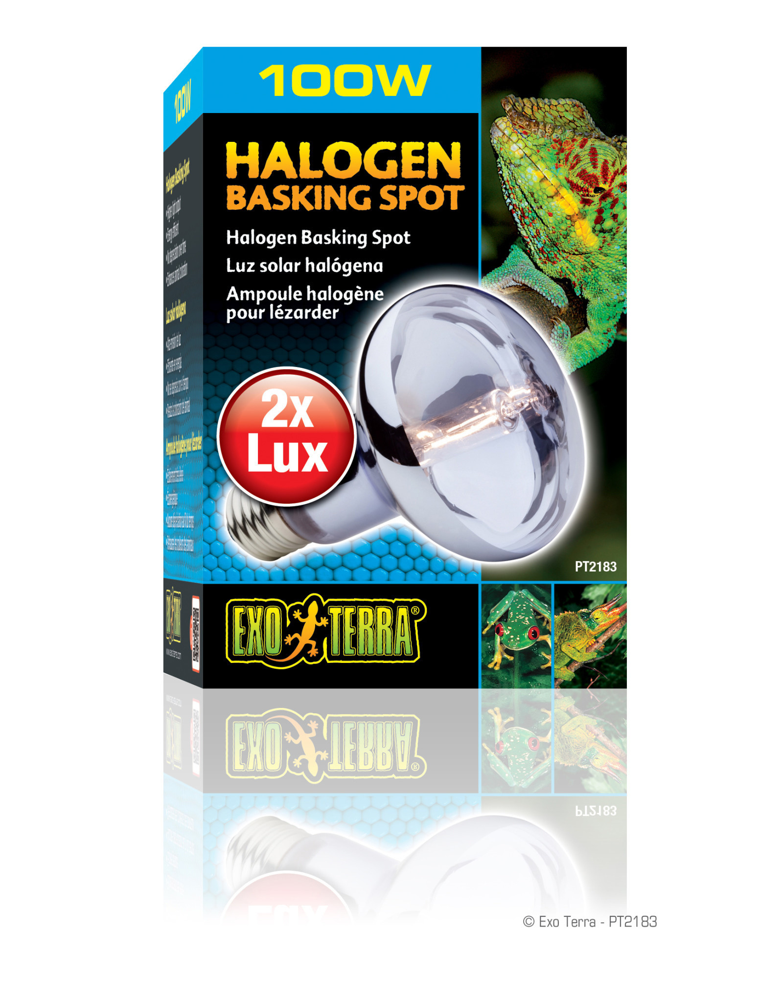 EXO TERRA PT2183- HALOGEN- BASKING SPOT- BROAD-SPECTRUM DAYLIGHT- 4X4X6- 100W
