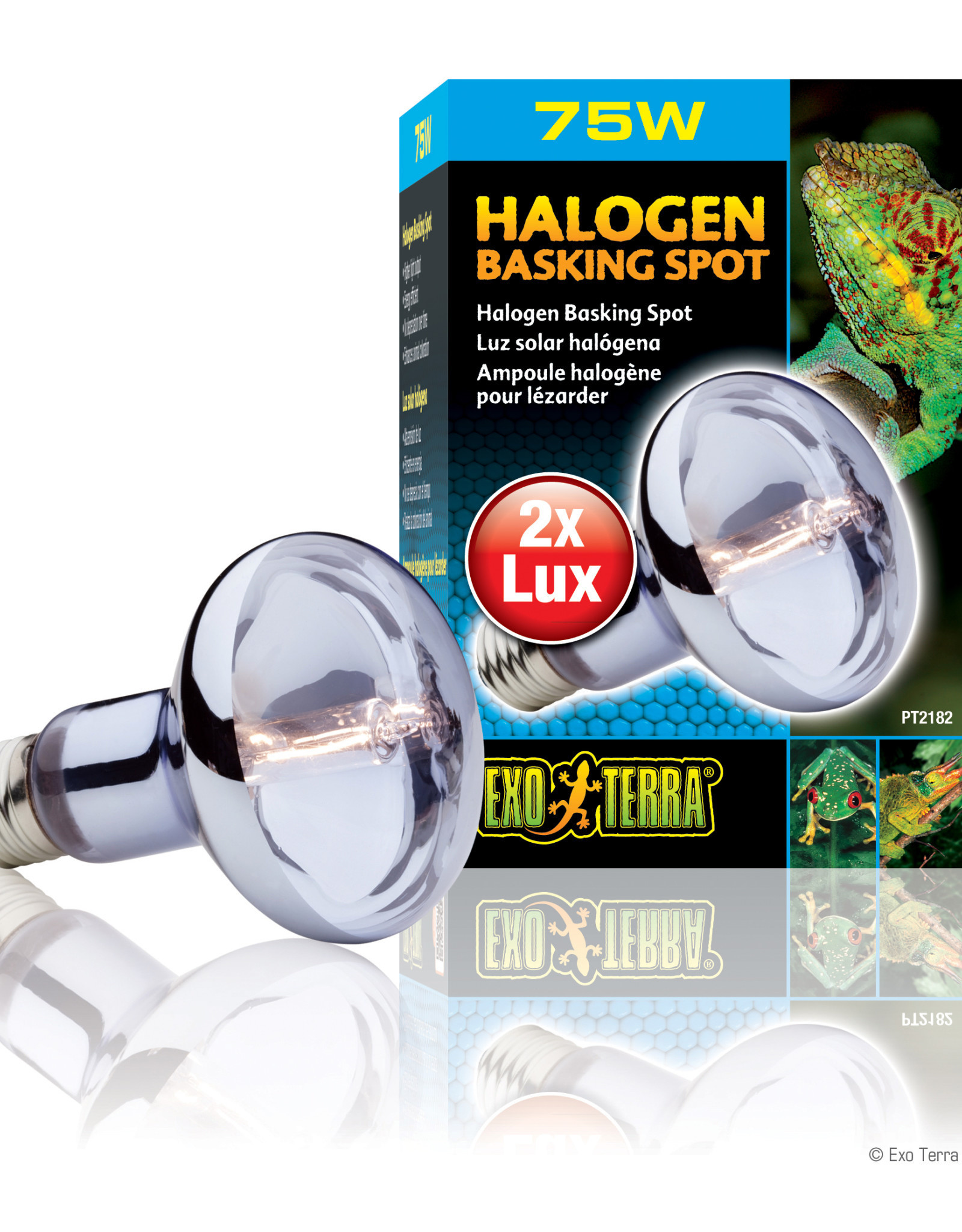 EXO TERRA PT2182- HALOGEN- BASKING SPOT- BROAD-SPECTRUM DAYLIGHT- 4X4X6- 75W