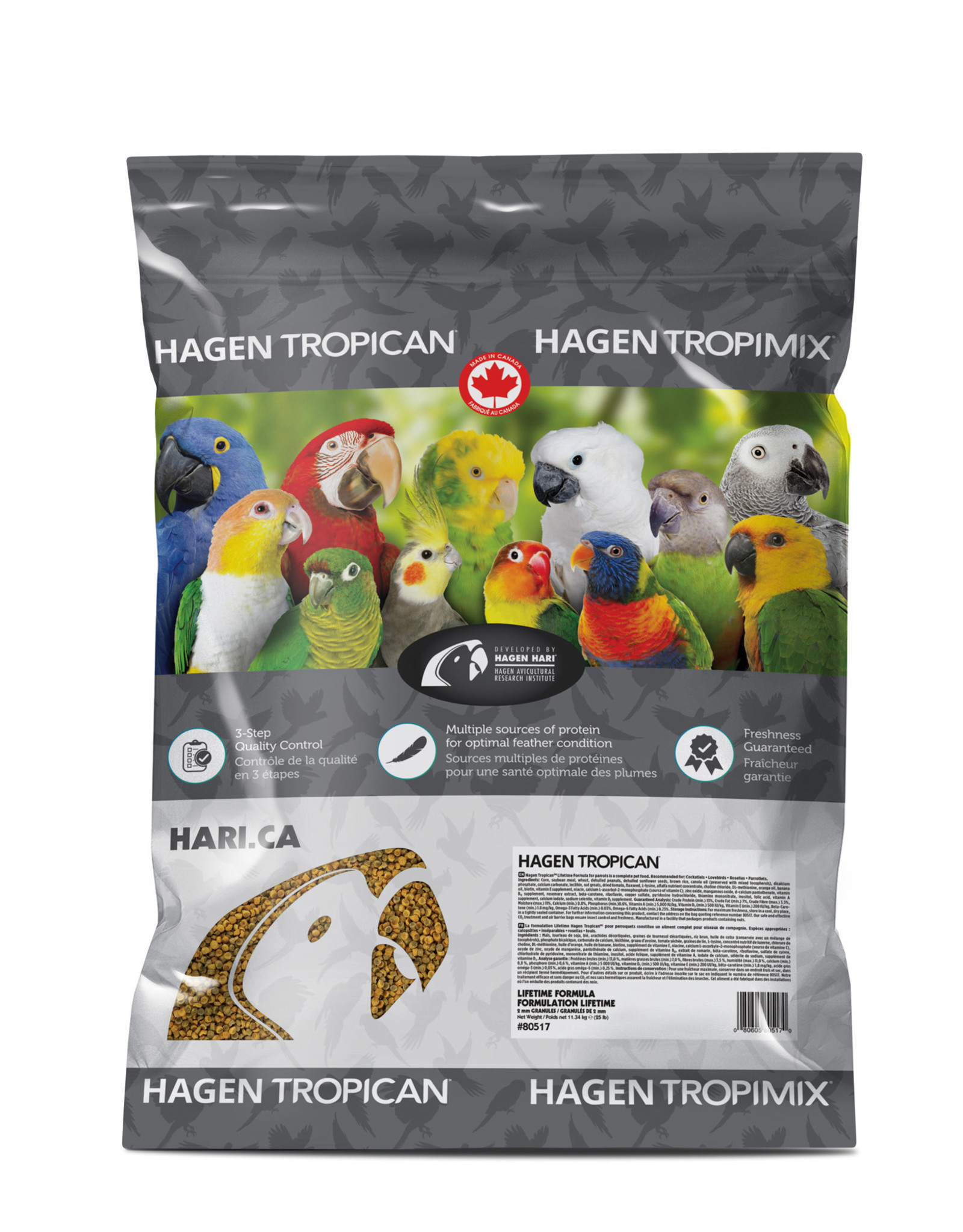 HARI BIN #36- HARI- 80517- TROPICAN- LIFETIME COCKATIEL- (2MM)  GRANULES 25 LB