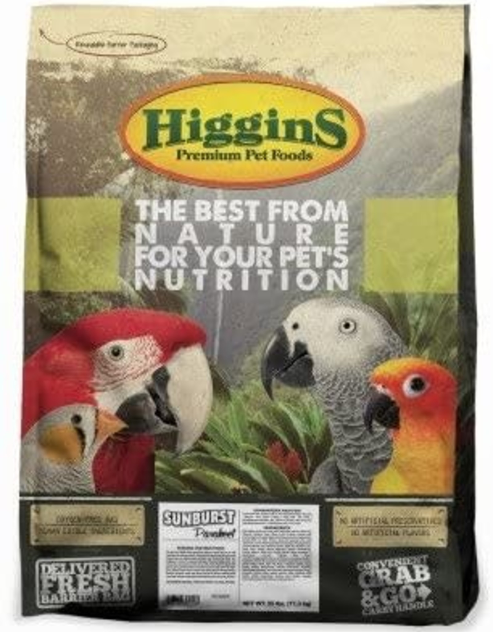 HIGGINS PREMIUM PET FOODS BIN #5- HIGGINS- SUNBURST- 18X5X34- PARAKEET- 25 LB BAG