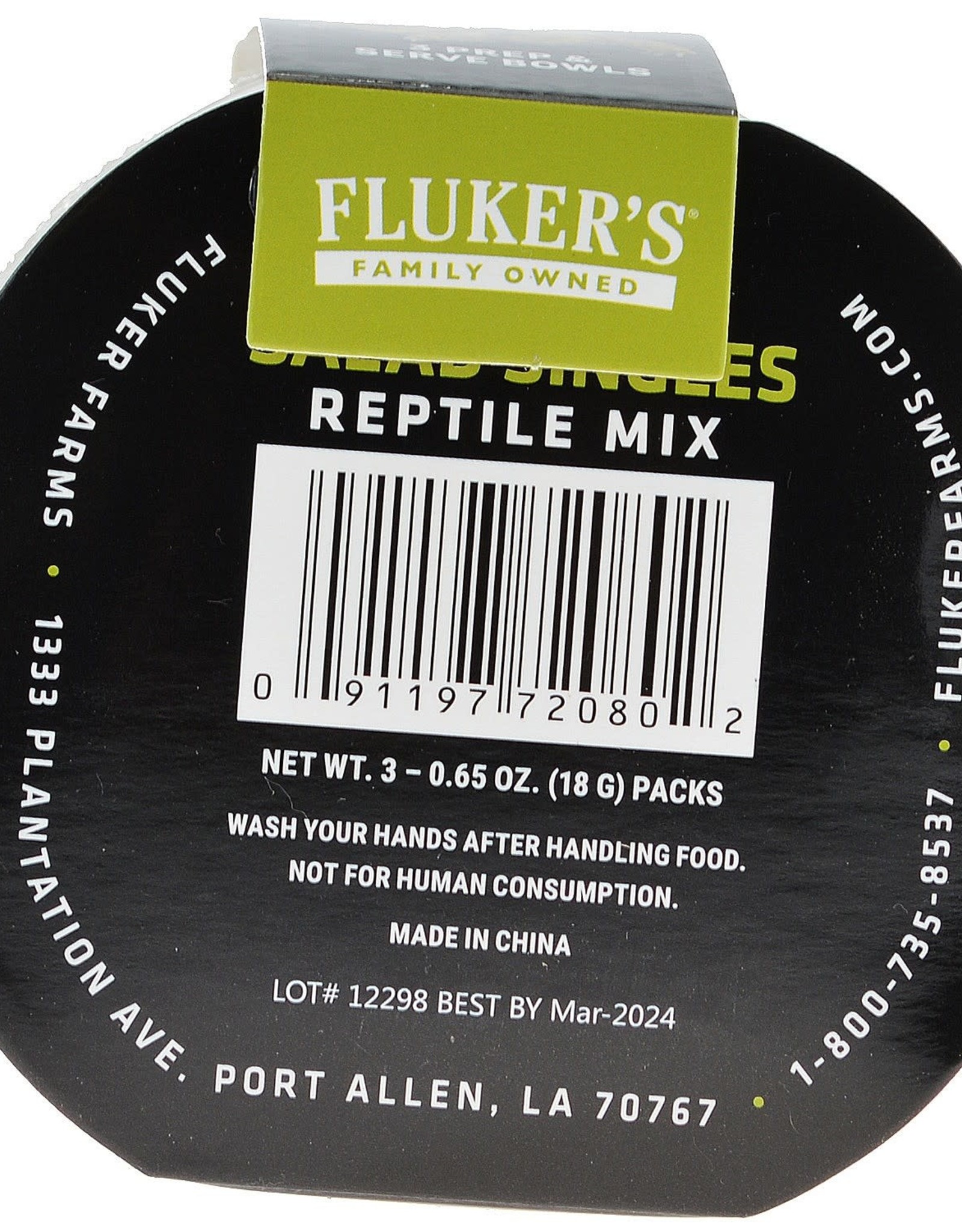 FLUKER FARMS FLUKER'S- SALAD SINGLE- REPTILE- 4X4X5- 3 COUNT- .65 OZ