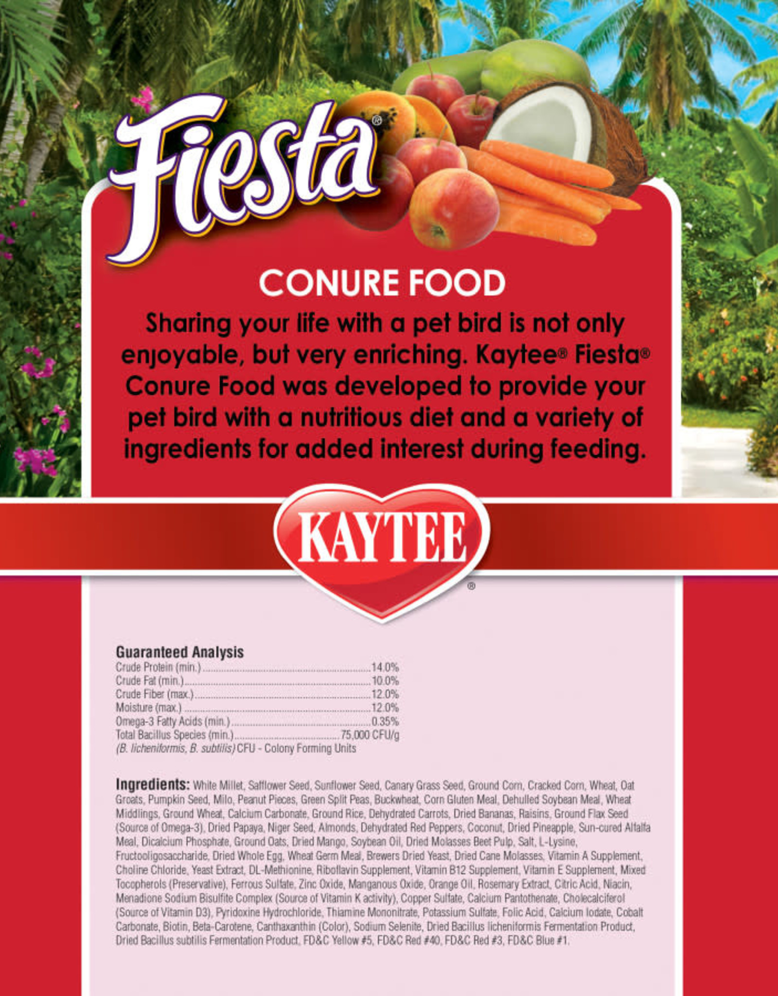 CENTRAL - KAYTEE PRODUCTS KAYTEE- FIESTA- BIRD FOOD- 14X16X8- CONURE- 4.5 LB