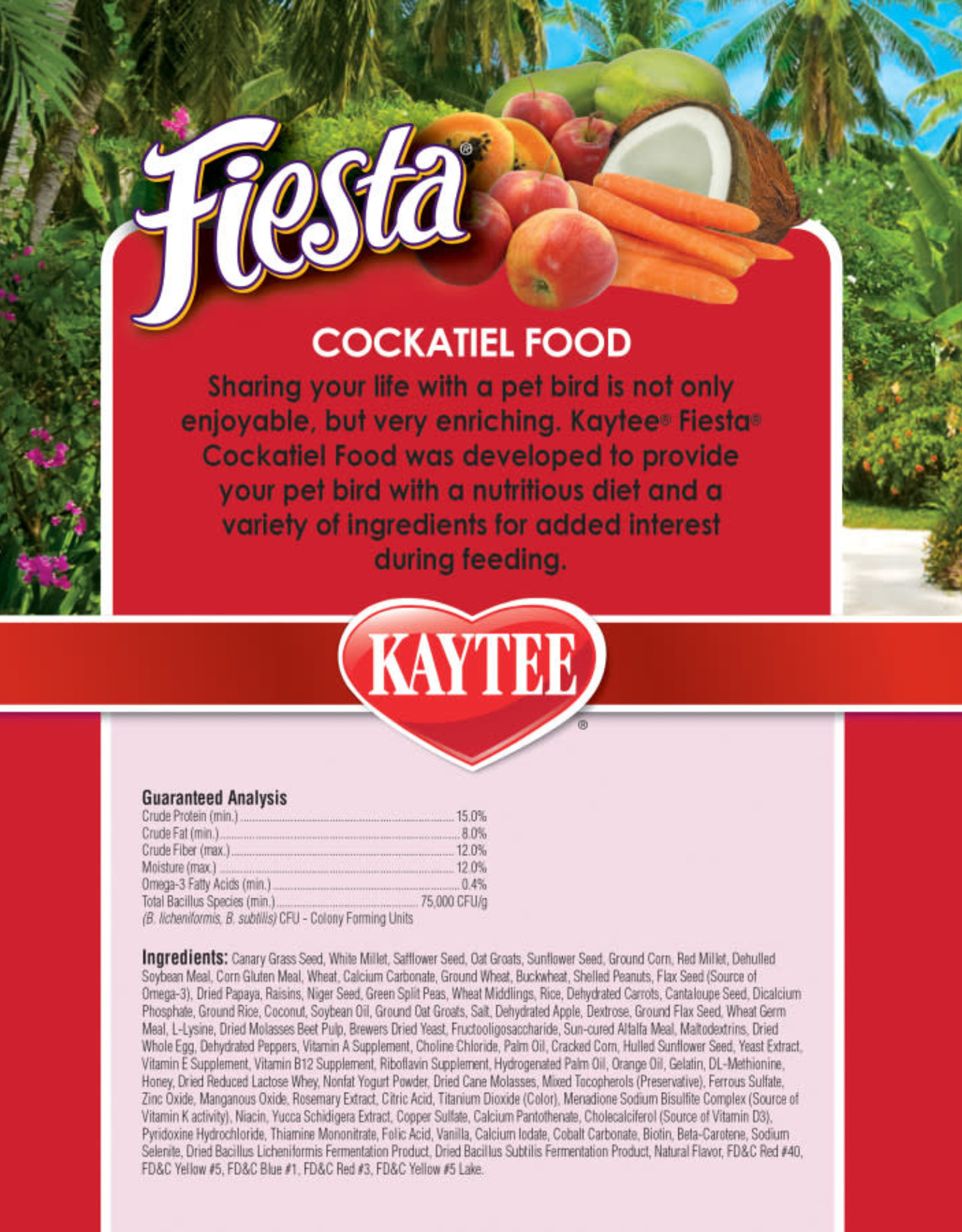CENTRAL - KAYTEE PRODUCTS KAYTEE- FIESTA- BIRD FOOD- 14X16X8- COCKATIEL 4.5 LB