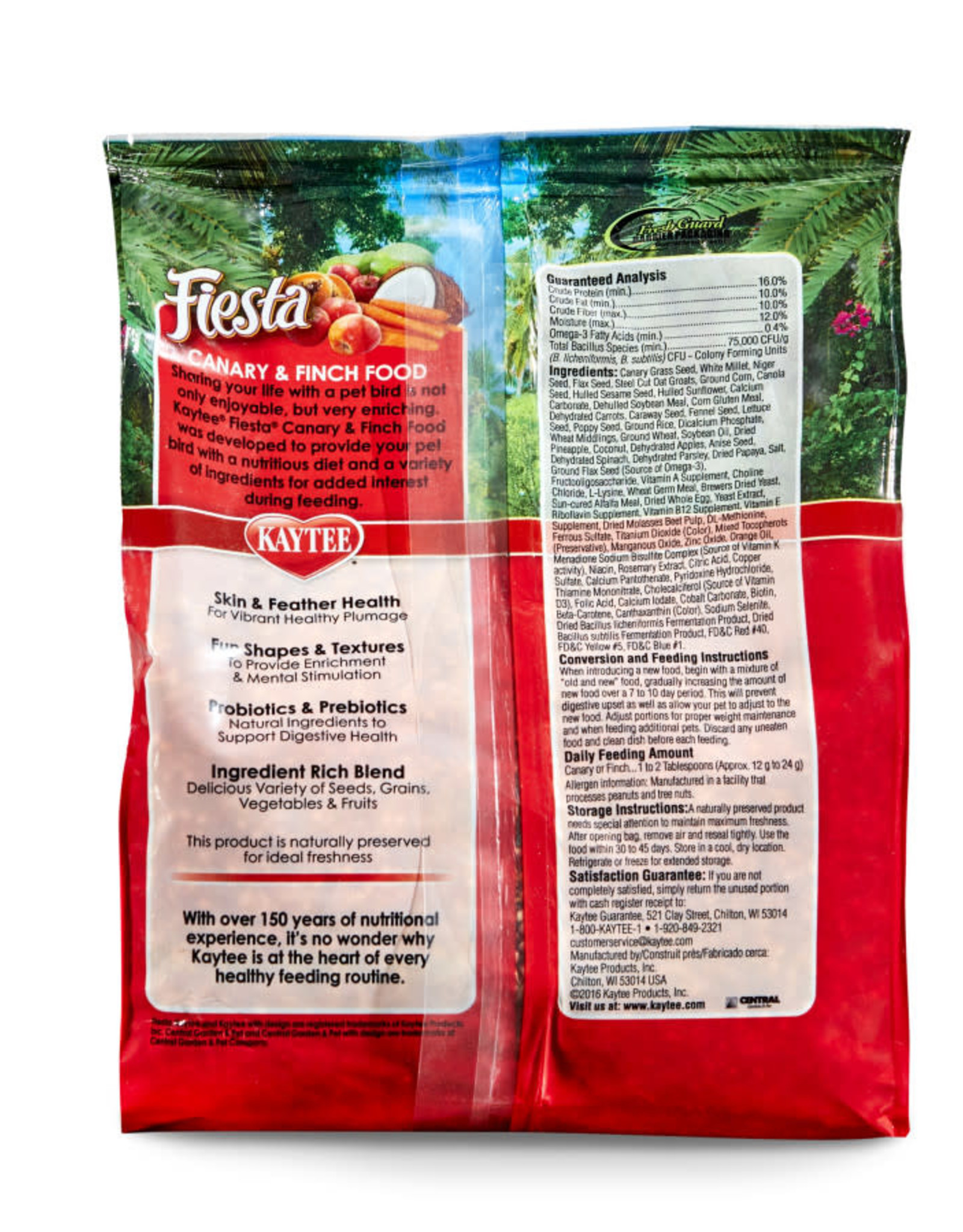CENTRAL - KAYTEE PRODUCTS KAYTEE- FIESTA- BIRD FOOD- 14X16X8- CANARY/FINCH- 2 LB