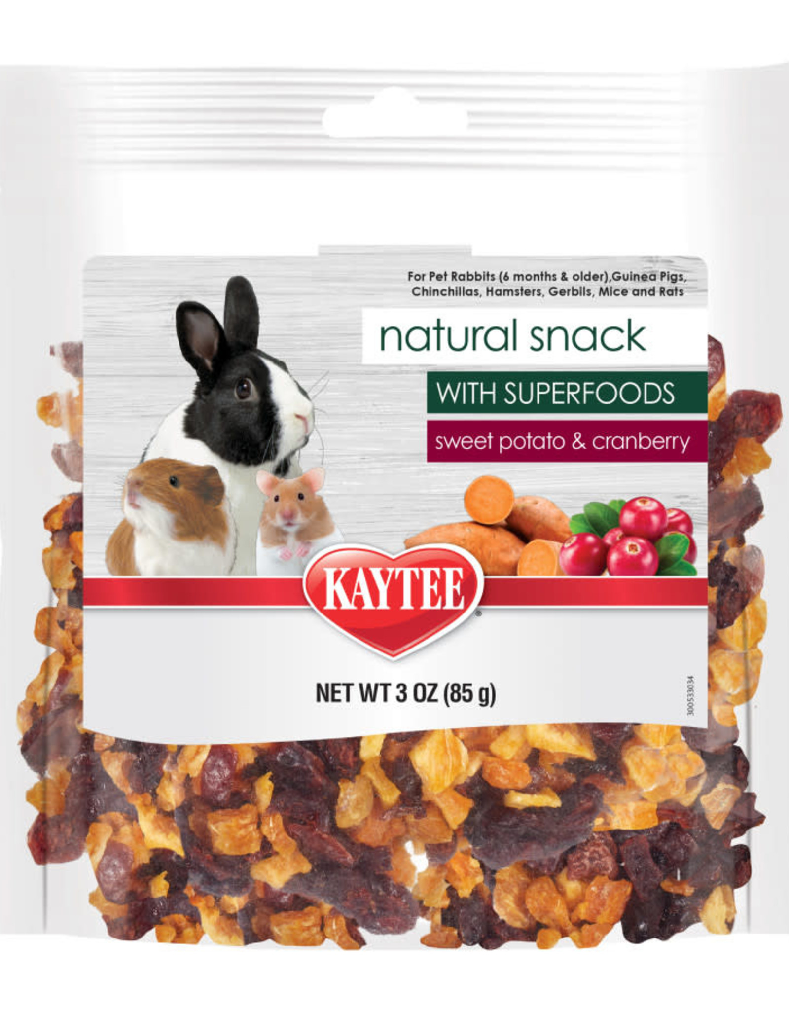 CENTRAL - KAYTEE PRODUCTS KAYTEE- NATURAL SNACK WITH SUPERFOODS- 4X6X2- SWEET POTATO AND CRANBERRY- 3 OZ