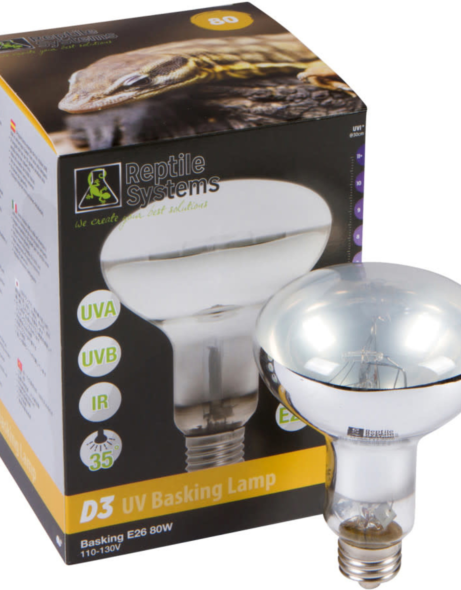 DRTIMS AQUATICS LLC REPTILE SYSTEMS- BASKING LAMP- 8X5X5- MERCURY VAPOR- D3- UVA/UVB- 70 WATT