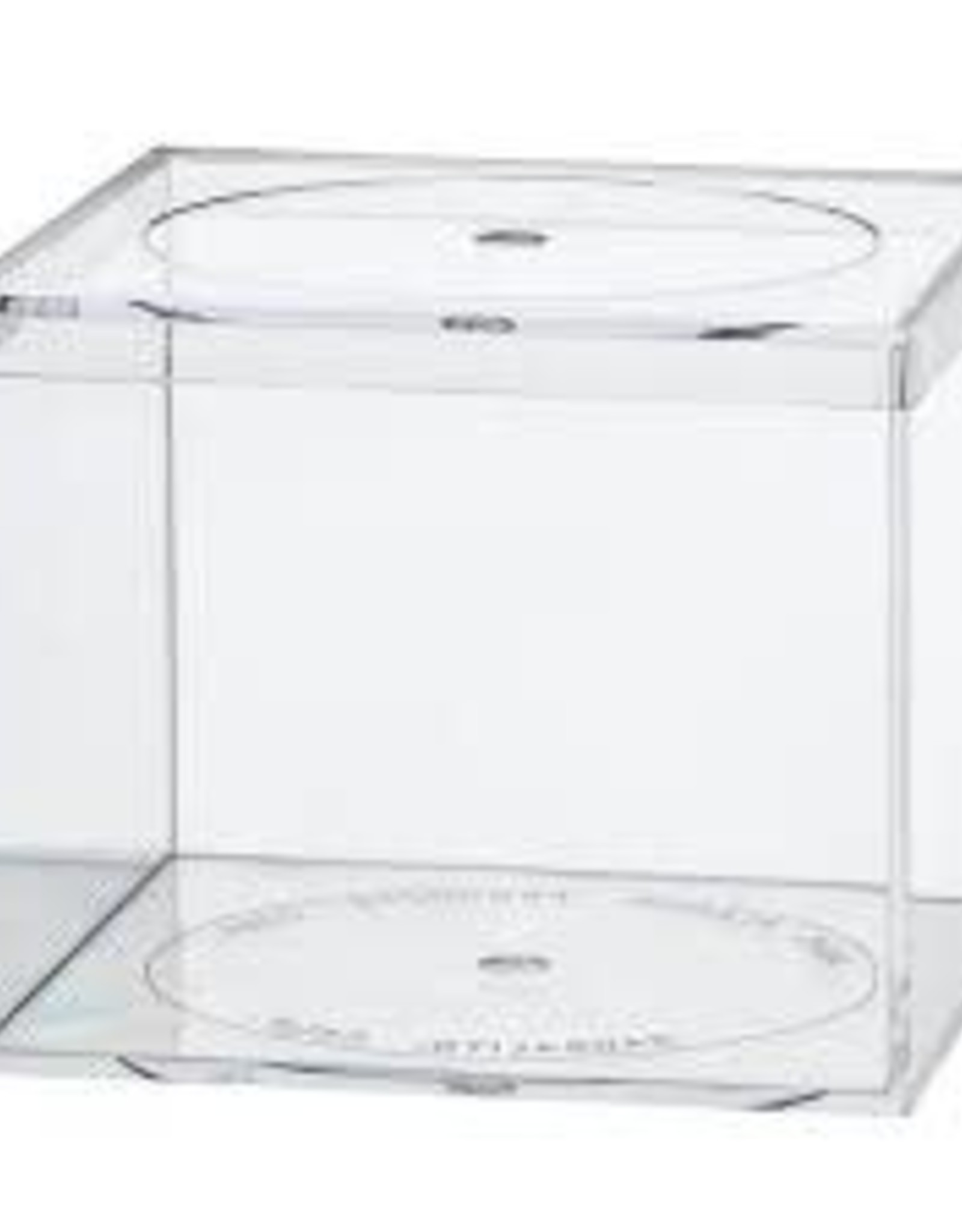 AMAC AMAC- ACRYLIC BOX- FLAT TOP SERIES- 773C-  4” x 4” x 3 1/4”- CRYSTAL CLEAR
