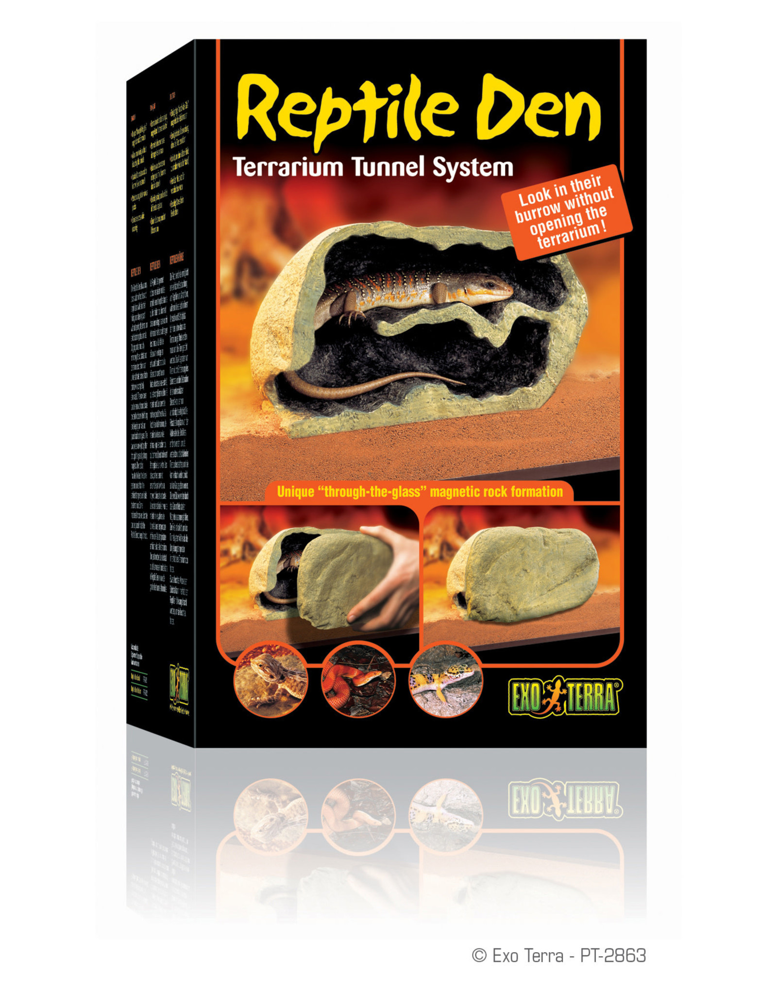 EXO TERRA EXO TERRA- PT2863- TERRARIUM DECOR- 2-PART MAGNETIC REPTILE- HIDE/DEN- 12X7.5X- LARGE *DISC