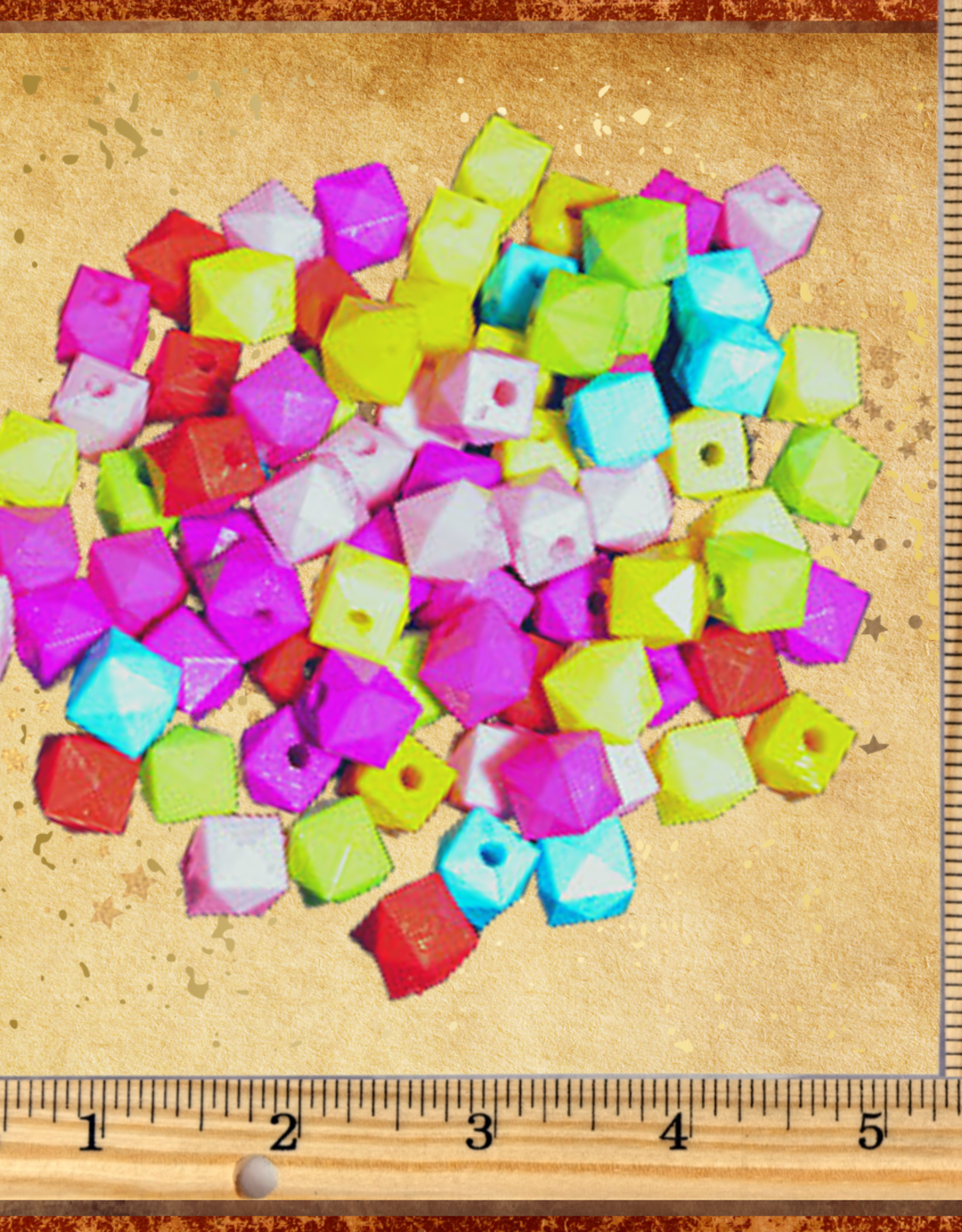 TOY MAKING- BEAD- PLASTIC- .5X.5- FACETED- MINI- 50 CT BAG
