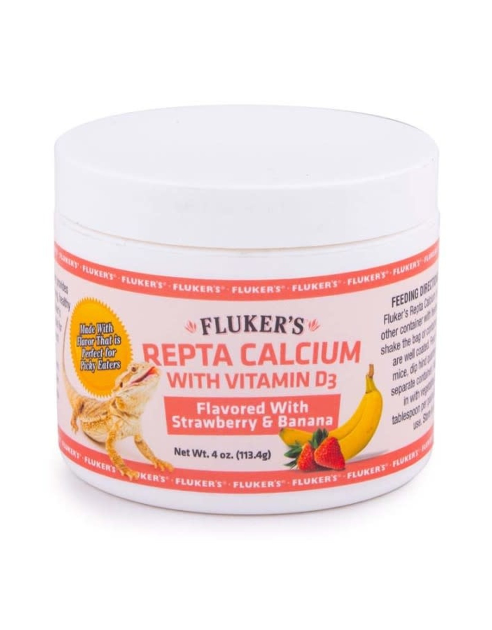 FLUKER LABS FLUKER'S-REPTA CALCIUM- STRAWBERRY- WITH D3- 4 OZ