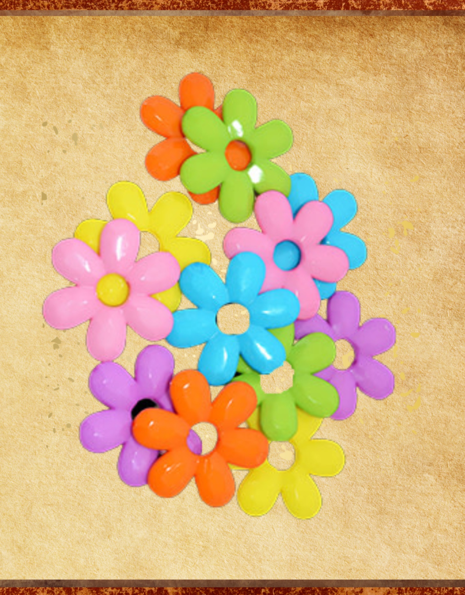 TOY MAKING- BEAD- PLASTIC- .25x1.5- THICK FLOWER- EACH