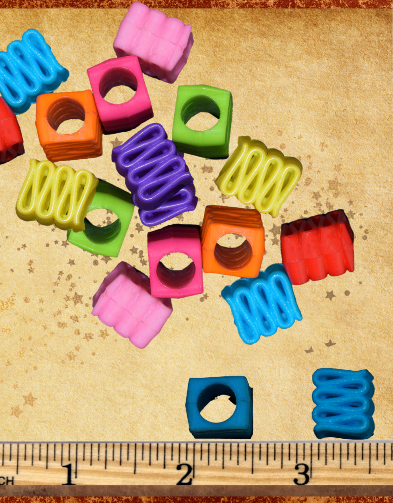 TOY MAKING- BEAD- PLASTIC- .25X.25X.25- RIBBON CANDY- EACH