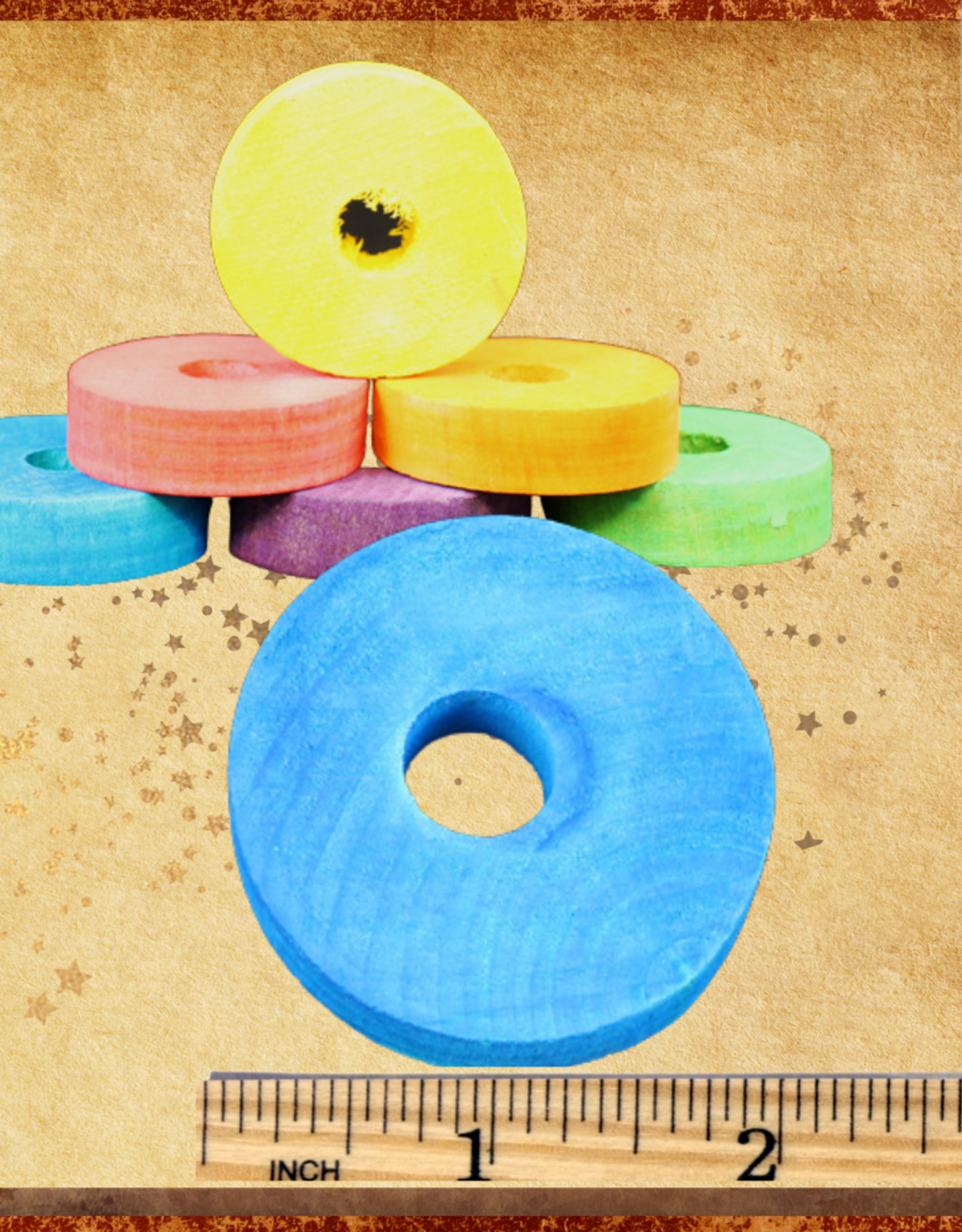 TOY  MAKING- BEAD- WOOD- 1.75 DIA, 1/2 " HOLE- CIRCLE- SMALL- EACH
